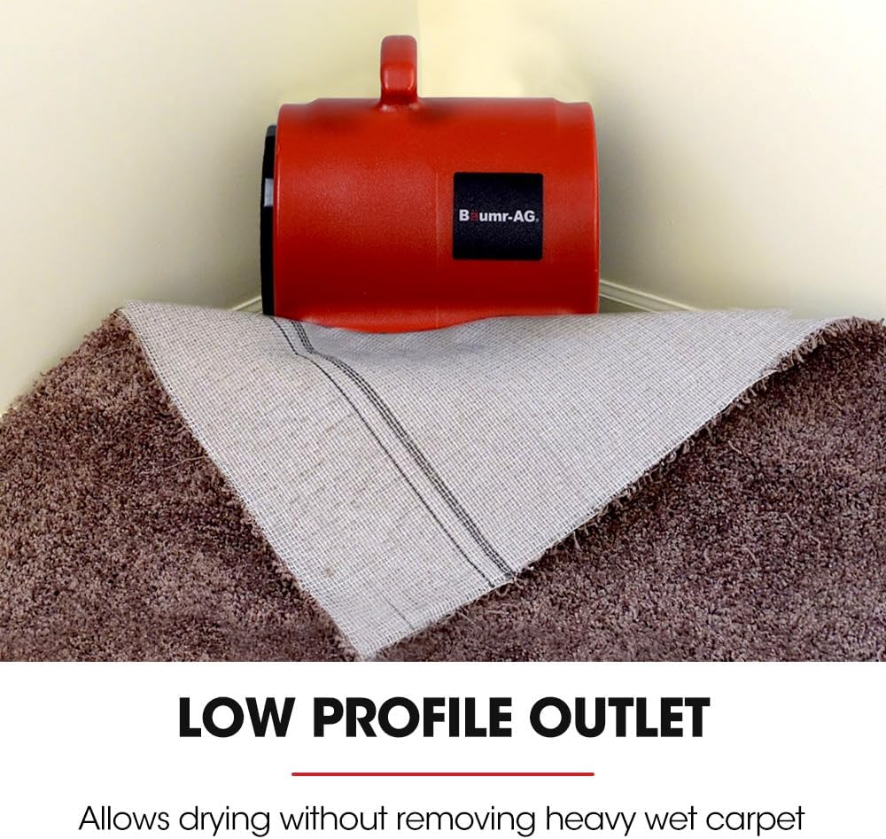 Baumr-Ag Carpet Floor Dryer Air Mover Blower Fan, 3-Speed, 800CFM, Commercial/Home image number 5