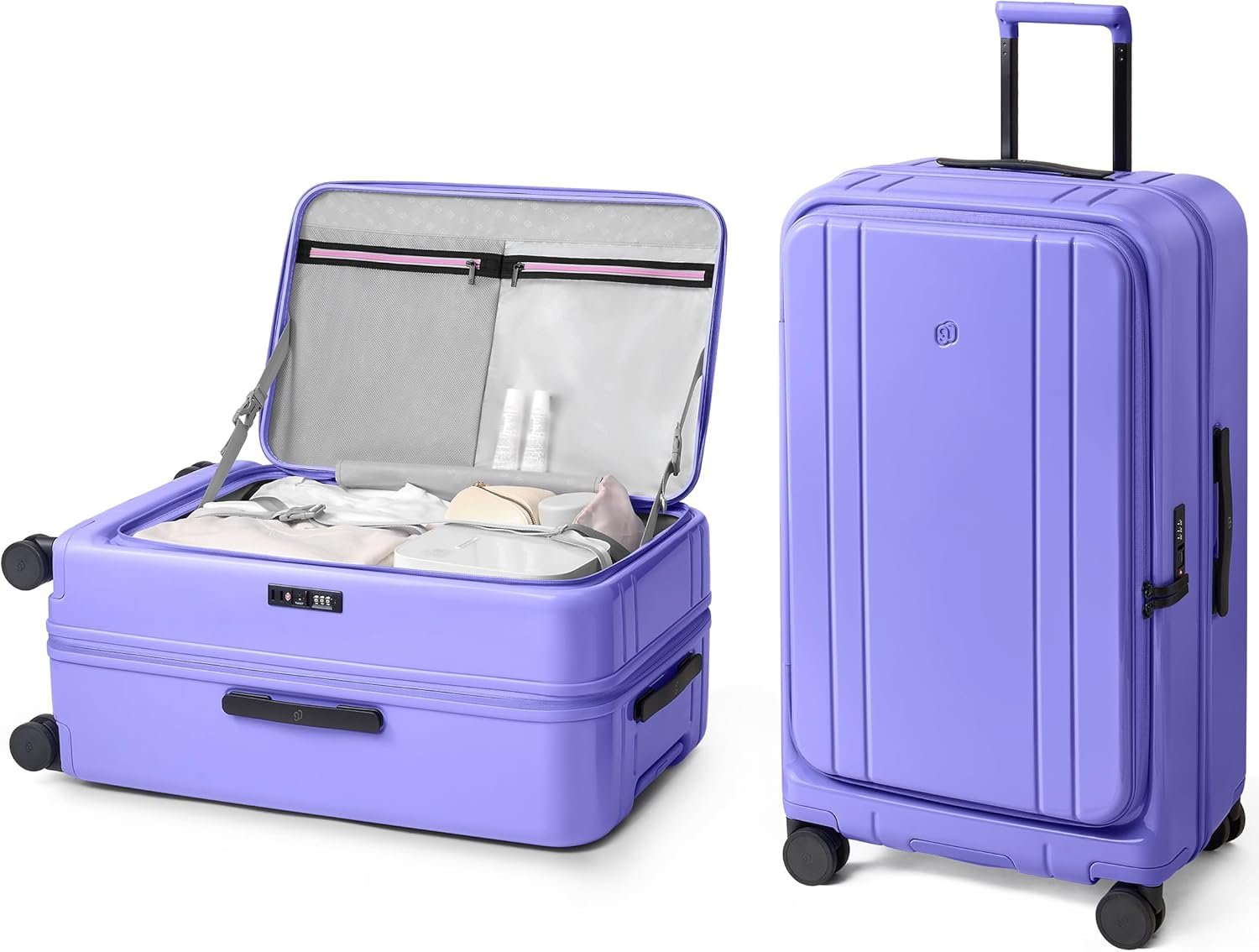NINETYGO Carry on Luggage 22X14X9 Airline Approved, Flat Top Opening 20 Inch Suitcase, PC Hard Shell, TSA Lock, 360&deg; Spinner Wheels, 03-Purple, Checked 28-Inch image number 5