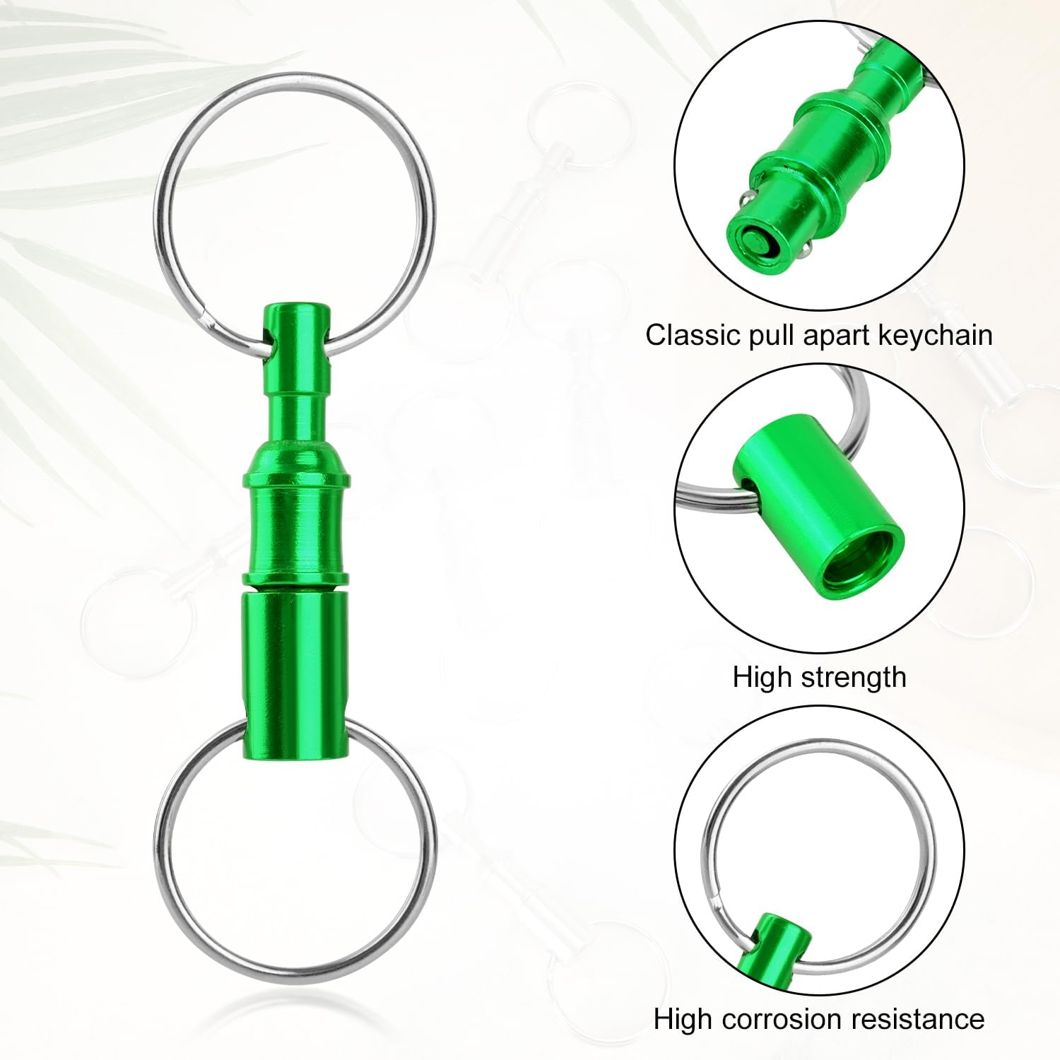 4Pcs Quick Release Keychain, Iron Brass Alloy Detachable Lock Holder Pull Apart Key Chain Quick Release Key Ring Double Spring Split Snap Separate Detachable Key Ring Quick Disconnect Keychain (Green) image number 4