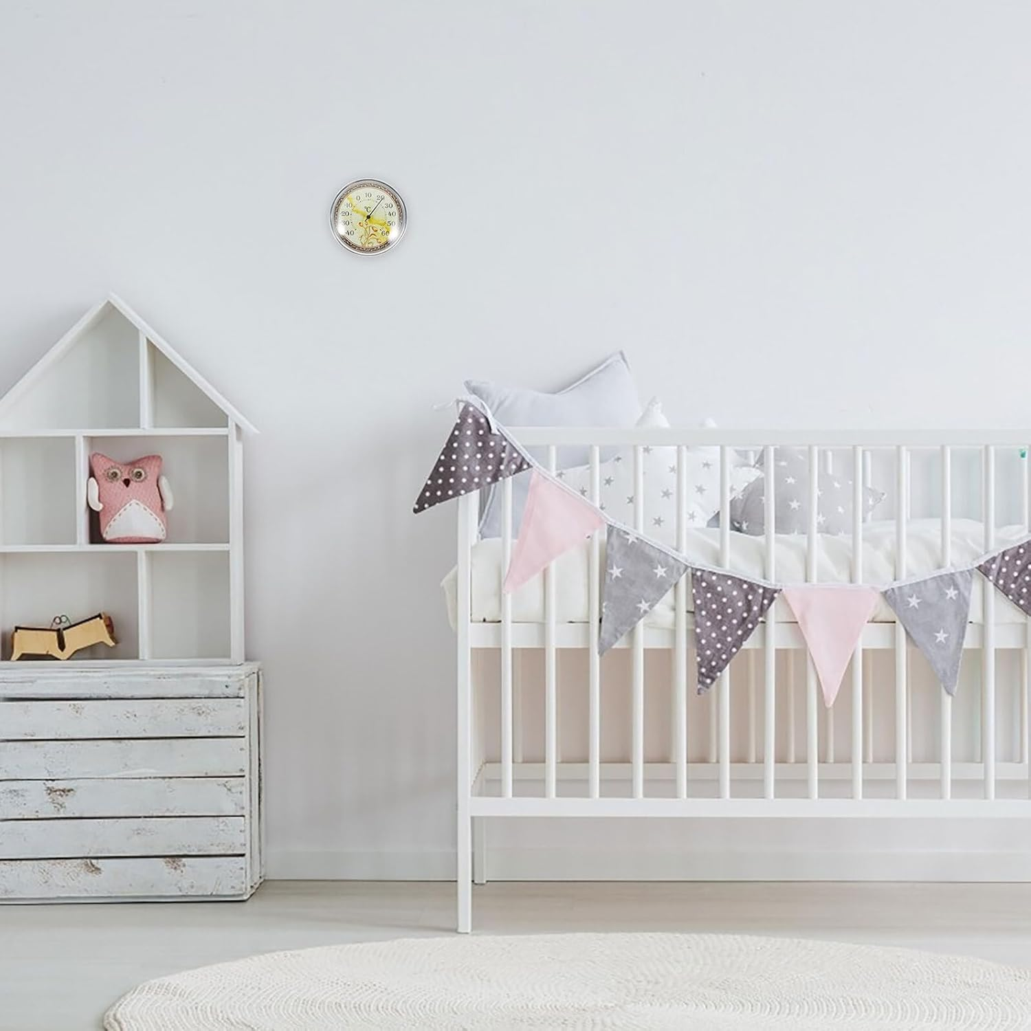 Abaodam High Precision Wall Mount Thermometer with Tulip Design for Home and Nursery Indoor Temperature Monitor for Greenhouse and Scale Multifunctional Celsius Gauge