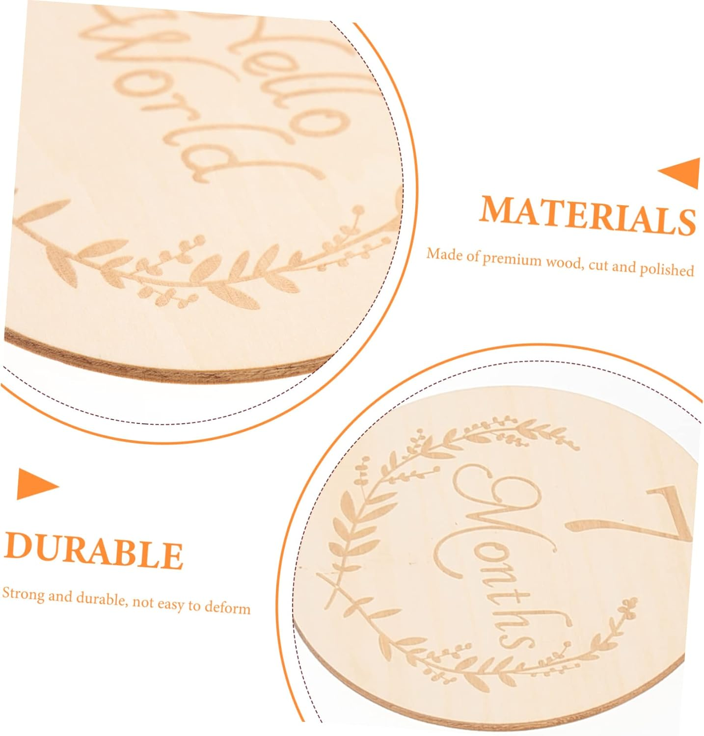 Veemoon 13Pcs Wooden Slices Milestone Cards Growth Cards Photo Props for Year Old Birthday Party Decorations Hello Wood Discs image number 3