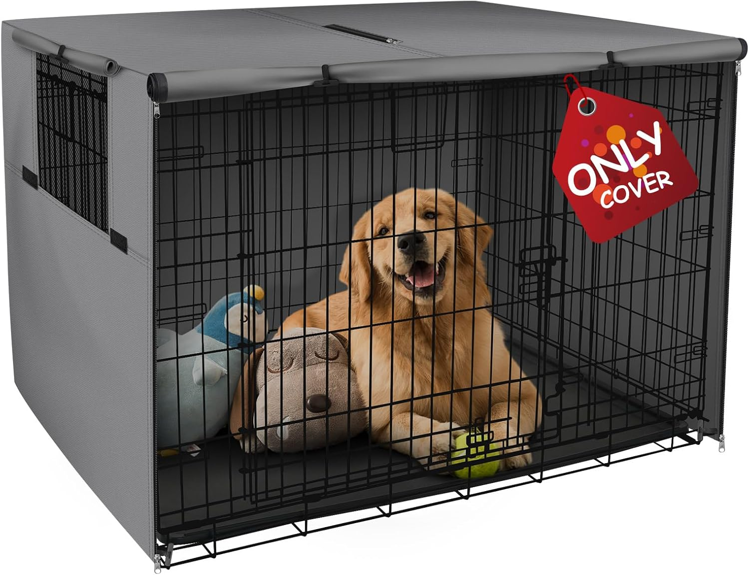 Explore Land Dog Crate Cover Durable Polyester Pet Kennel Cover Universal Fit for Wire Dog Crate (48 Inch, Tan)