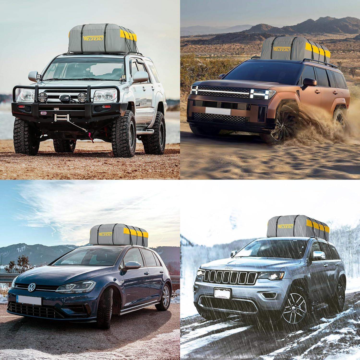 WILDROAD Car Roof Bag Rooftop Cargo Carrier, 21 Cubic Feet Waterproof Roof Luggage Cargo Carrier Bag with Anti-Slip Mat for All Cars Vehicles SUV With/Without Rack (21 Cubic Feet) image number 5
