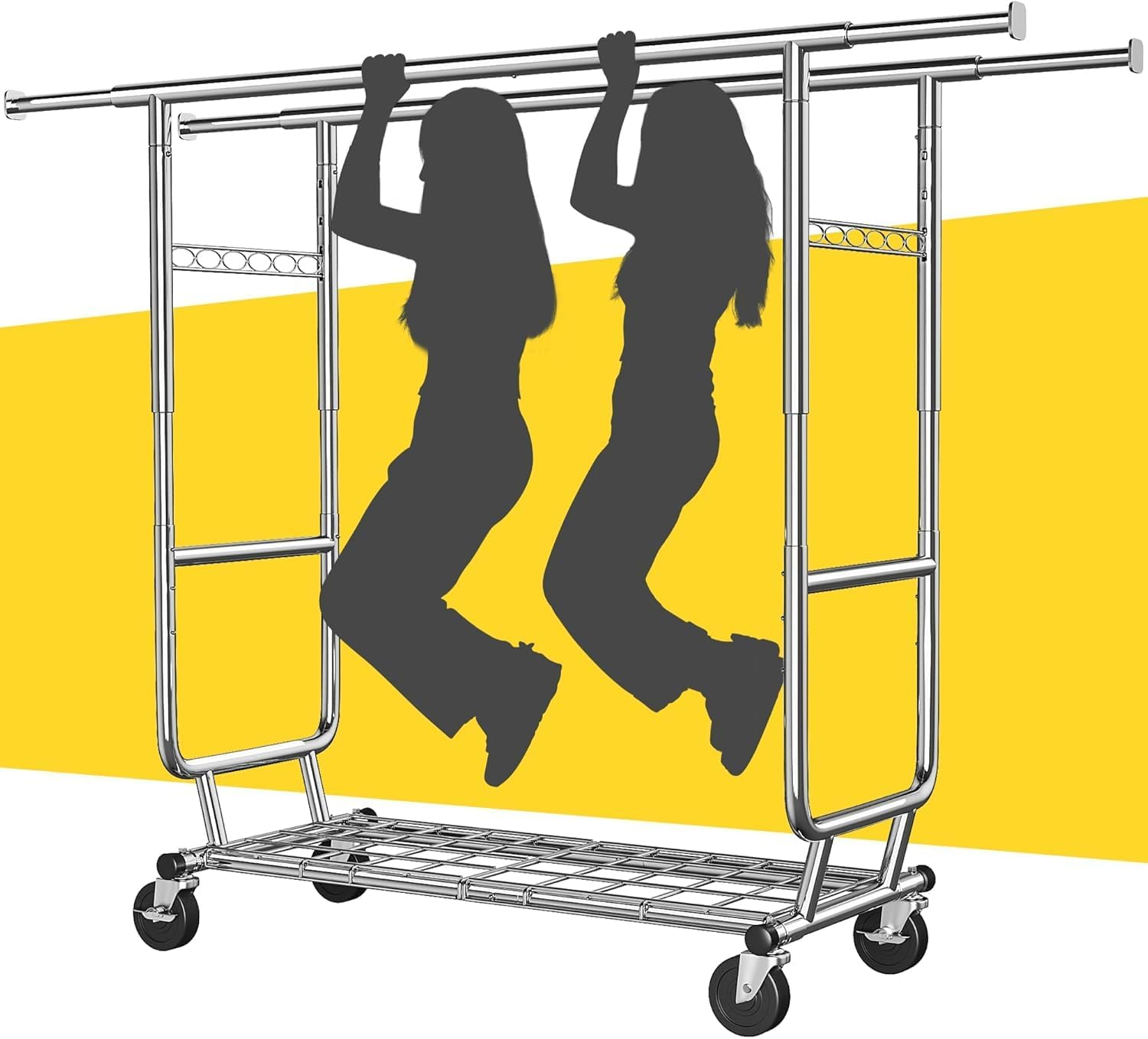 Yunking Clothes Rack,Clothing Rack 630 LBS Heavy Duty with Wheels Clothing Racks for Hanging Clothes Rolling Clothes Rack Adjustable & Commercial Garment Rack 22" D X 75" W X 68" H image number 5