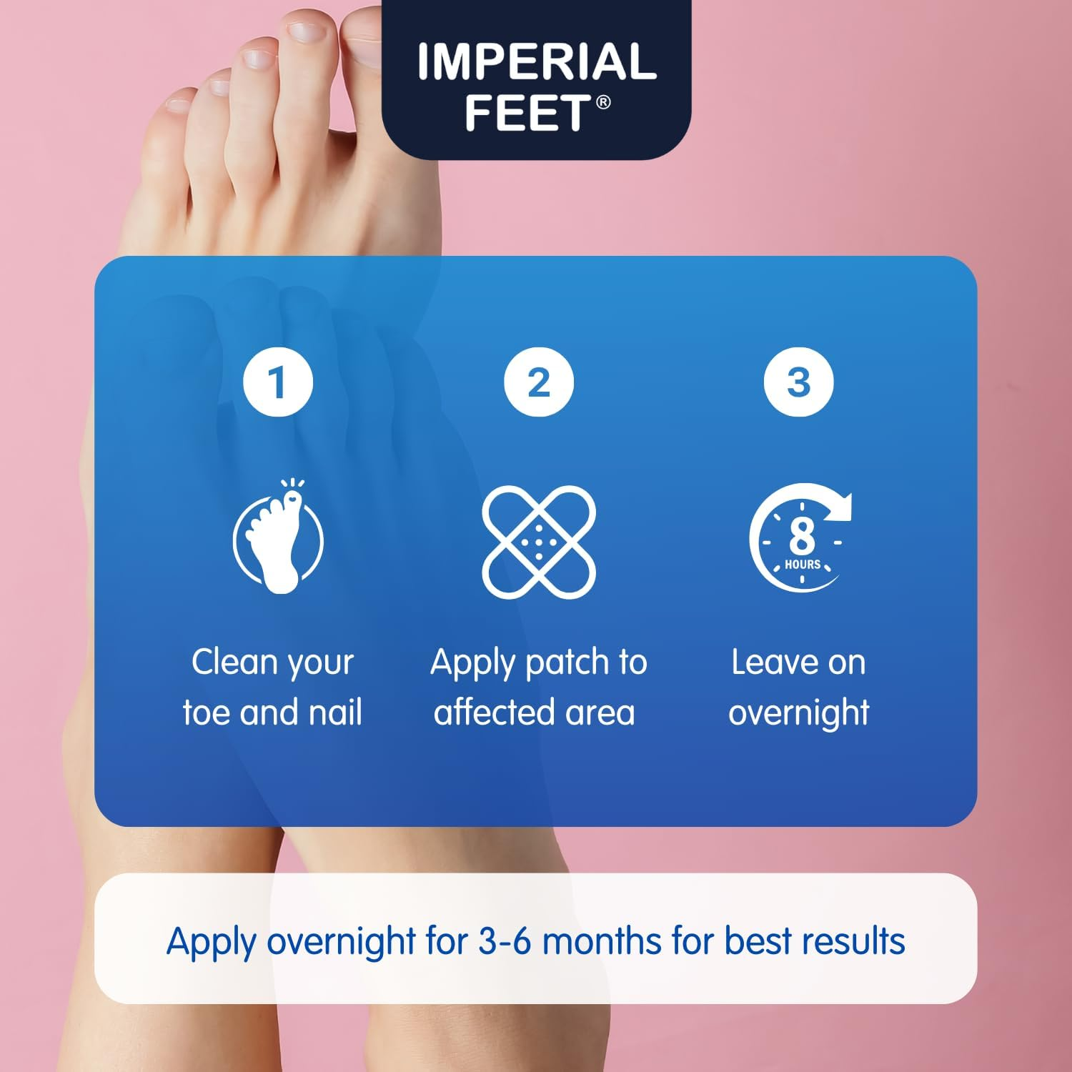 Imperial Feet Nail Repair Patches (PEDICURE Grade)-Nail Regeneration, Reduces Discoloration, Improves Cracked, Brittle Nails, Thickness, Roughness, & Ridges - Smoothens and Hydrates Nail - 60 Patches image number 4