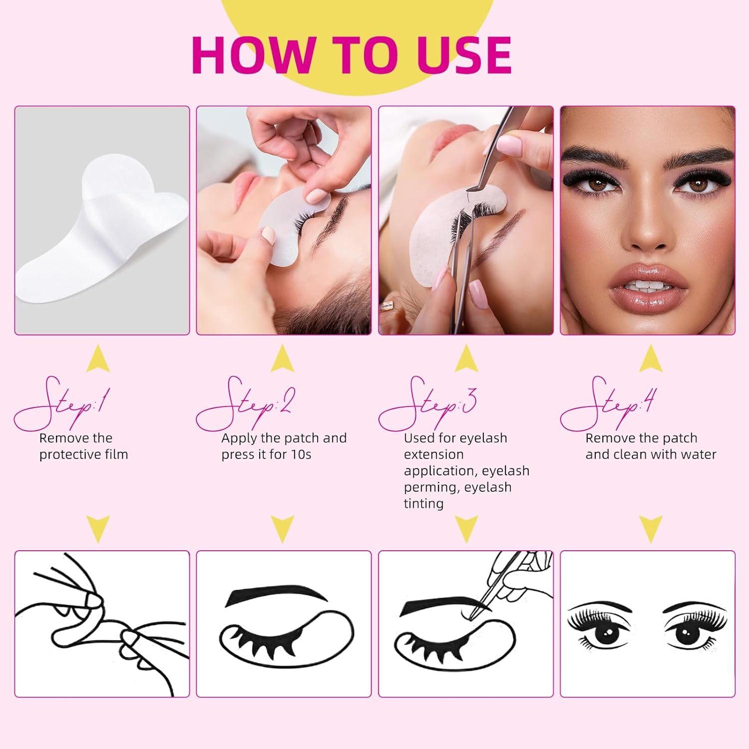 100 Pairs Set under Eye Pads,Eye Pads Lash Extensions,Under Eye Pads for Lash Extensions & Eye Beauty Tools,Gel Eye Patches,Eyelash Pads,Gel Pads Lash Extensions Suitable for Women and Men image number 2