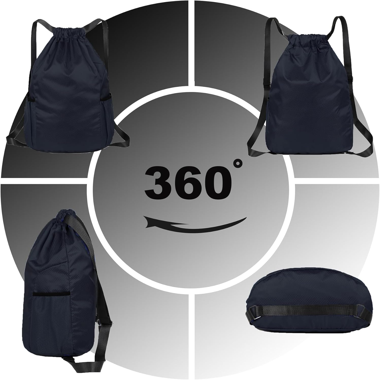 KANGSIT Drawstring Bag, Swim PE Bags Drawstring Gym Bag for Kids Adults, Waterproof Swimming Sports Bag for School Sports Swimming Gym Travel Unisex Gym Bag