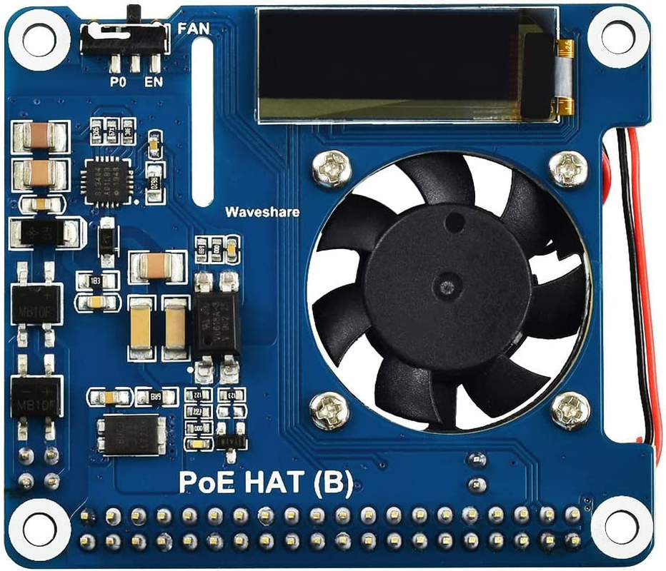 Waveshare POE Hat,Power over Ethernet HAT (Type B) for Raspberry Pi 3B+/4B 802.3Af-Compliant