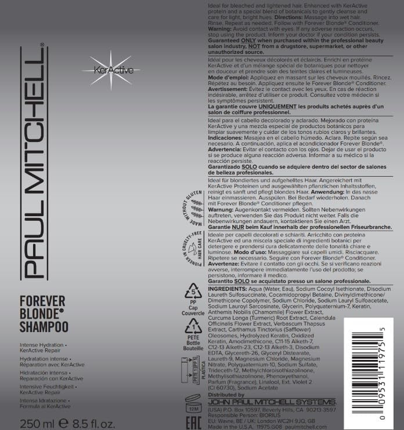 Paul Mitchell Forever Blonde Shampoo, 250Ml