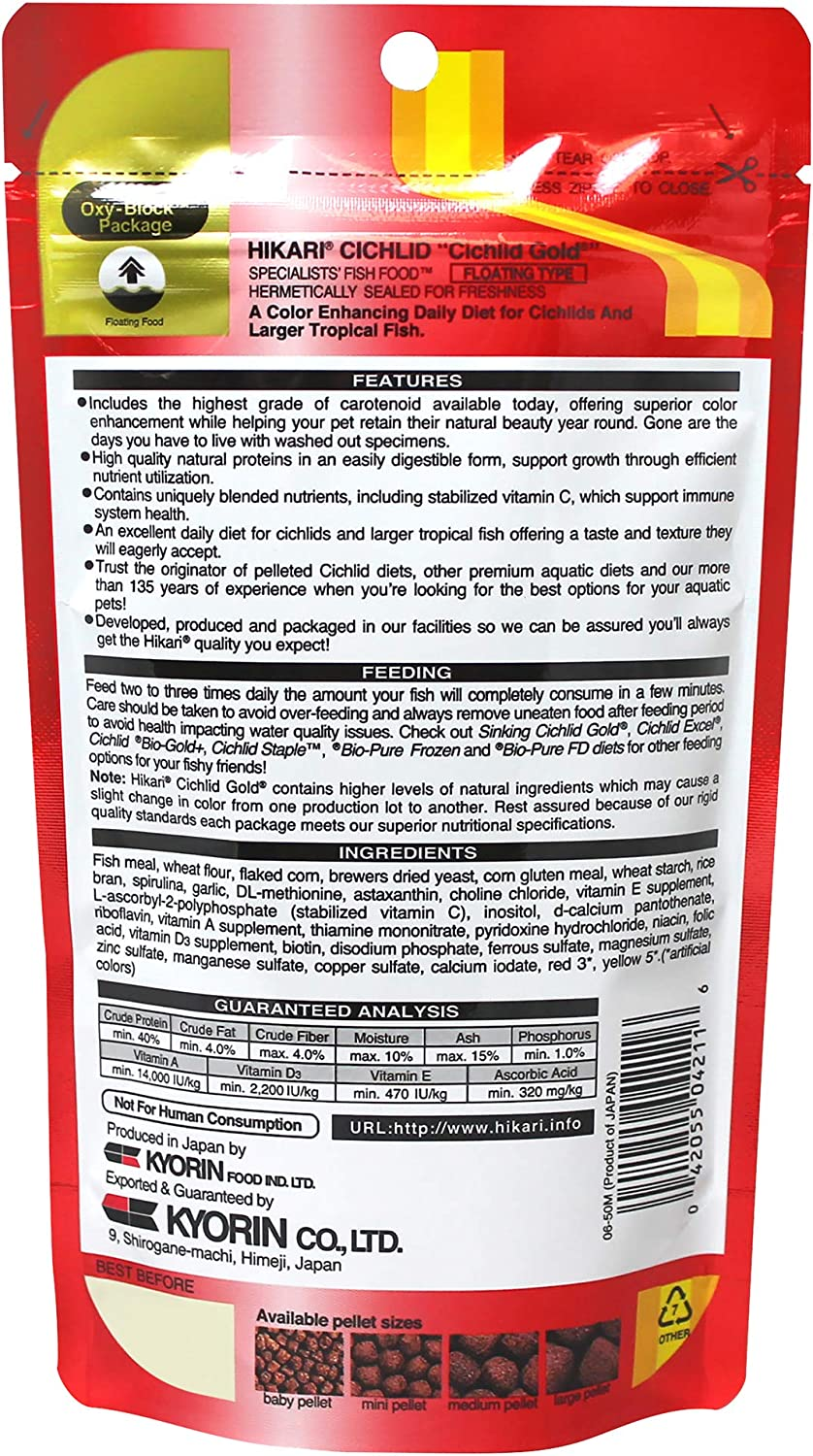 Hikari 8.8-Ounce Cichlid Gold Floating Pellets for Pets, Medium image number 5