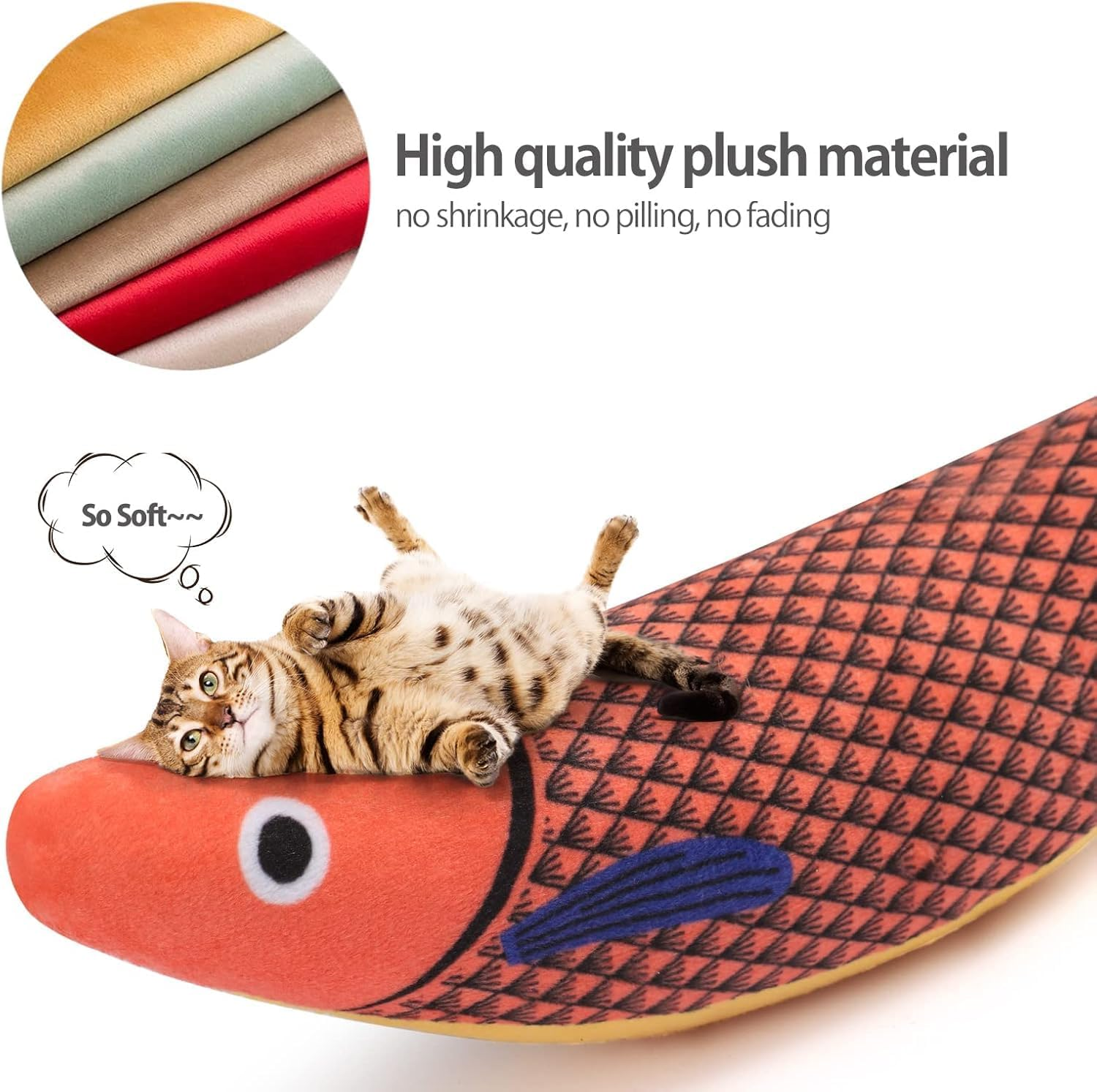 Cat Fish Plush Toy with Catnip - 3Pcs Soft Kitten Toys, Saury Fish Plush with Crinkle Sound, Chew Toy for Cats image number 6