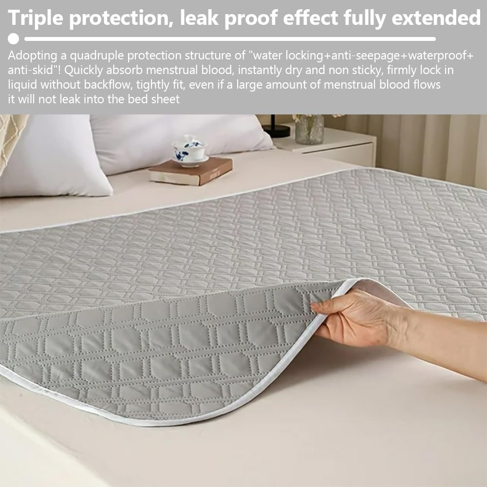 Leak Proof Mattess Protector Pad/Absorbent Bed Pad,Washable Mattress for Incontinence for Senior Children 150 X 200Cm Light Grey image number 4