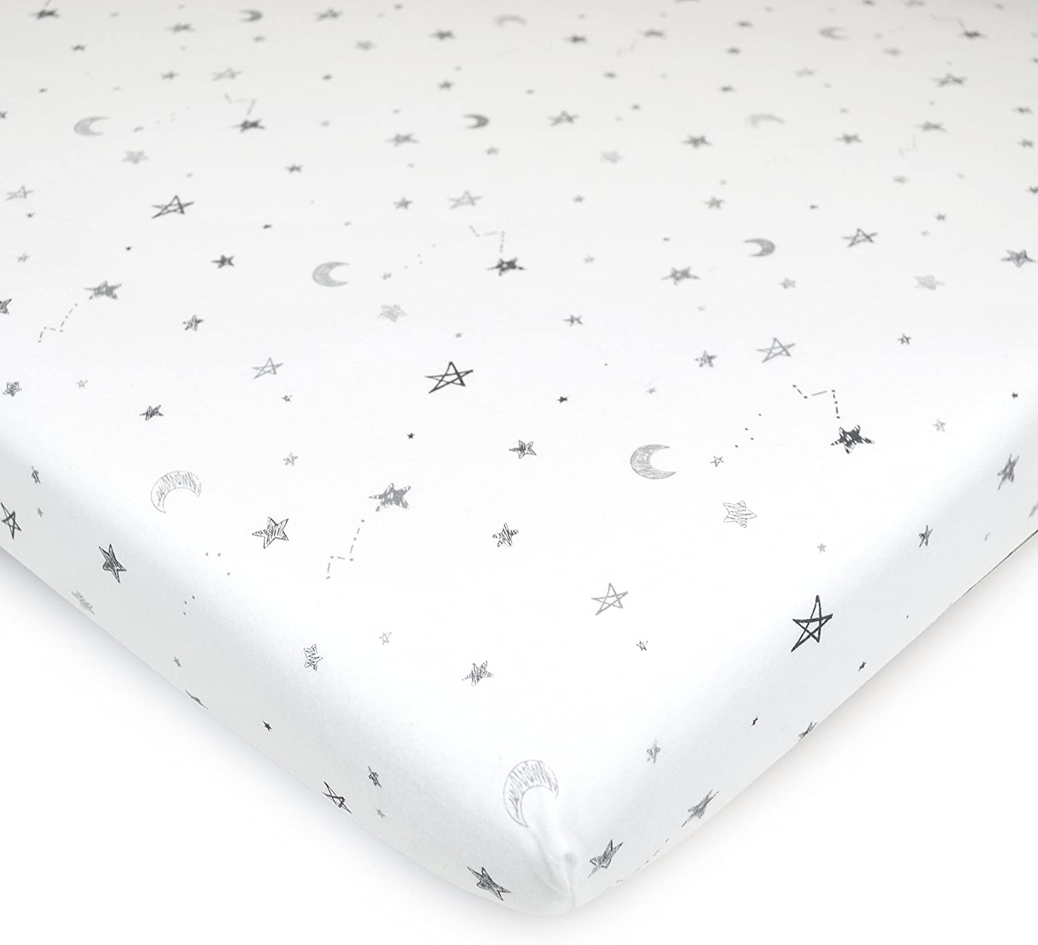 TL Care Printed 100% Cotton Knit Fitted 18" X 36" Cradle/Bassinet Sheet - Compatible with Mika Micky Bassinet, Super Stars, Soft Breathable, for Boys and Girls