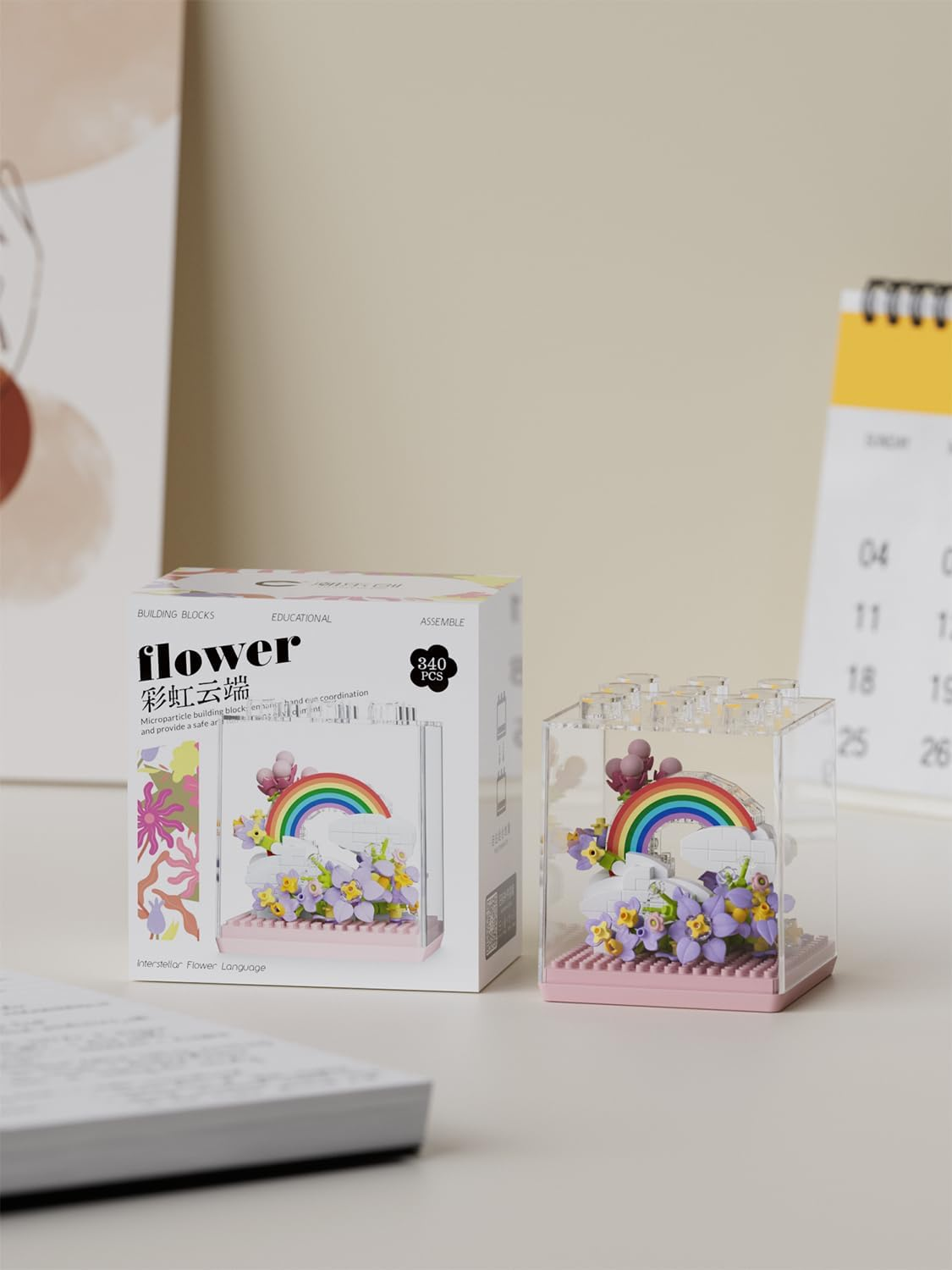 Rainbow Clouds DIY Mini Flower Plant Building Blocks Toy - Creative Botanical Collection for Kids and Adults Home and Collection Art Home Office Decor image number 5