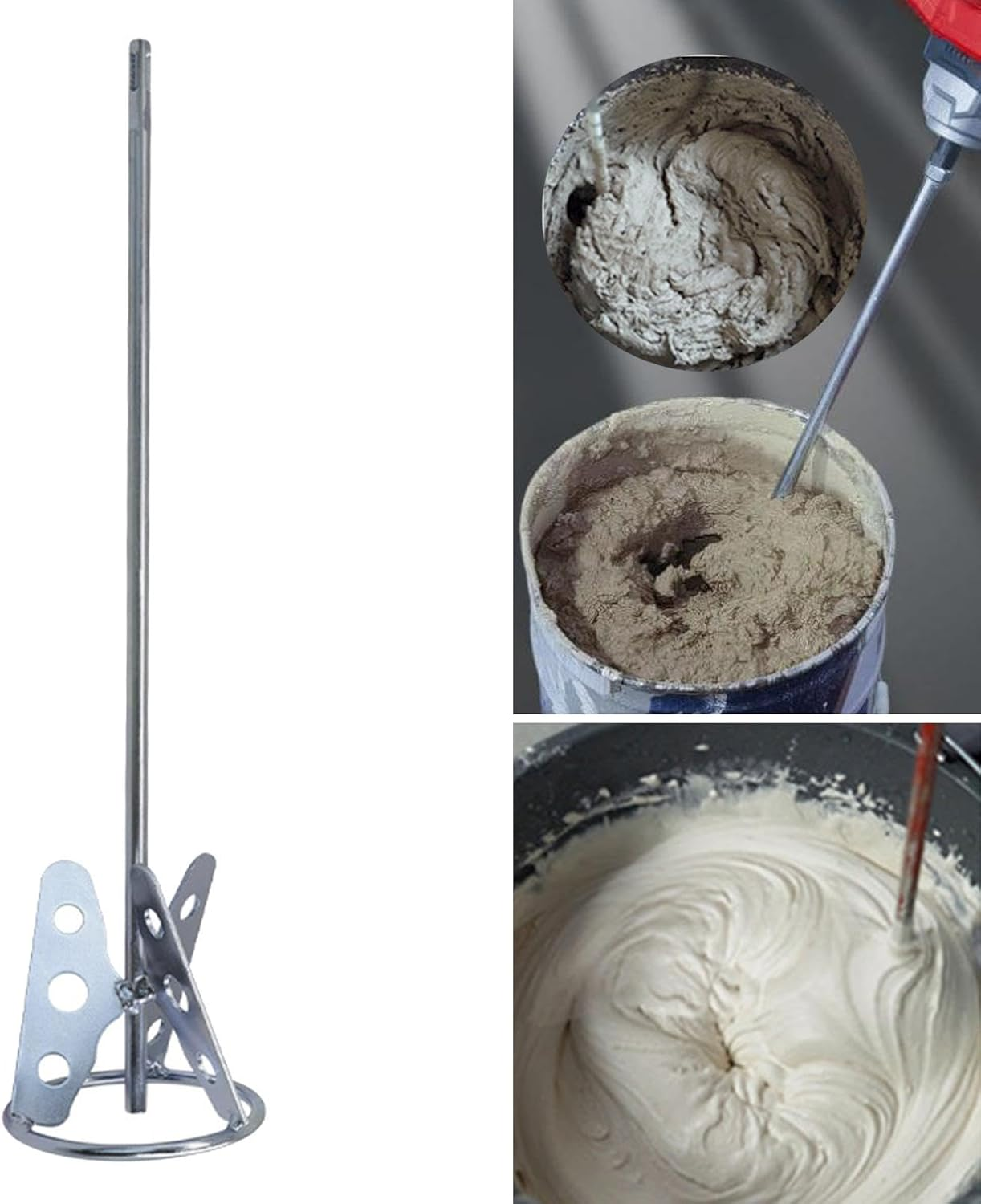 Eigell Cement Mixing Rod Paint Mixer Square Handle Hand Drill Mixing Rod Electric Hammer Stirring Head for Garage, Type C image number 2