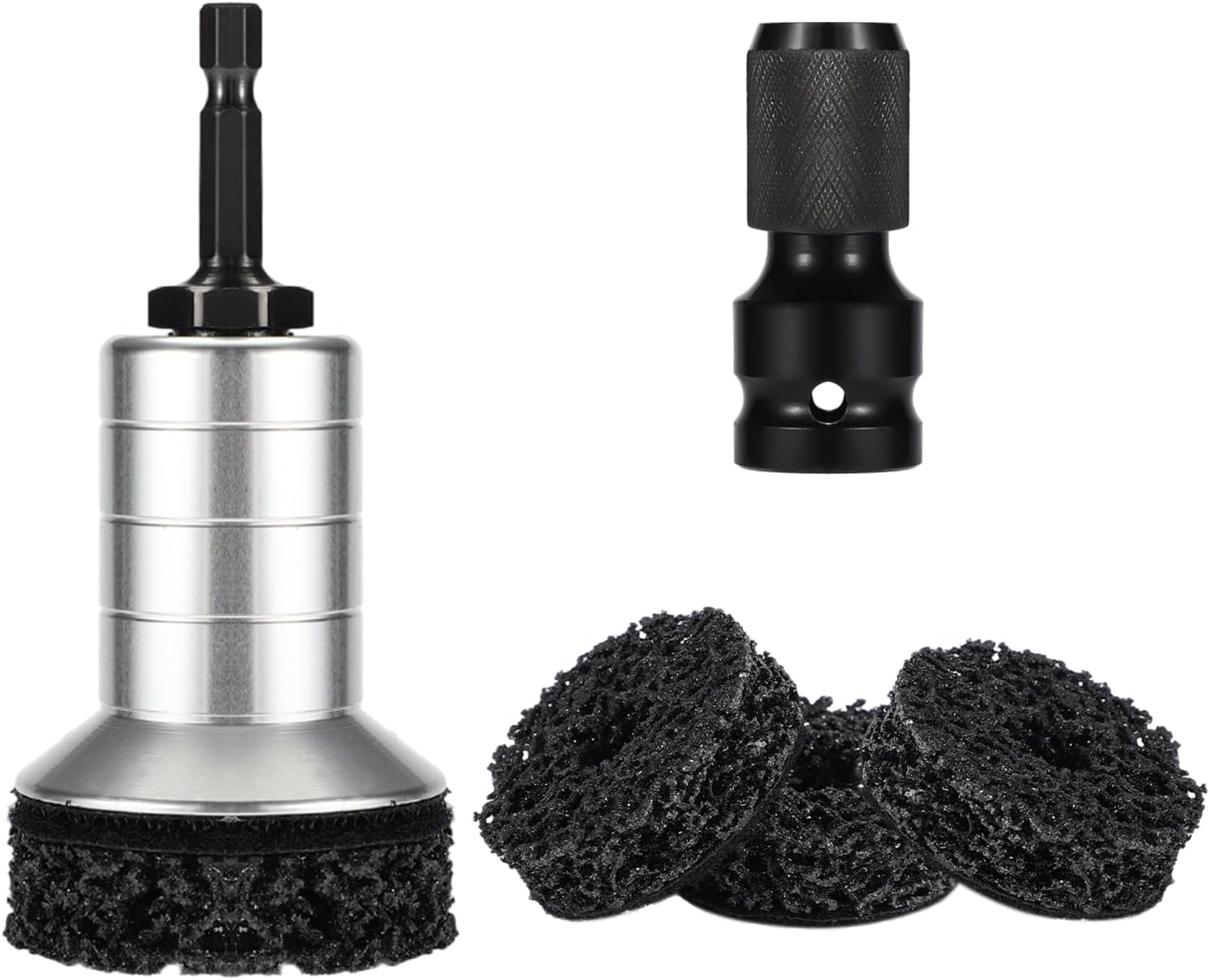 Wheel Hub Cleaning Kit, Brake Stud Surface Cleaner Tool Includes 1 Cleaning Head 1 Adapter & 3 Pads Fits 1/2" Impact Wrenches and Power Drills image number 6