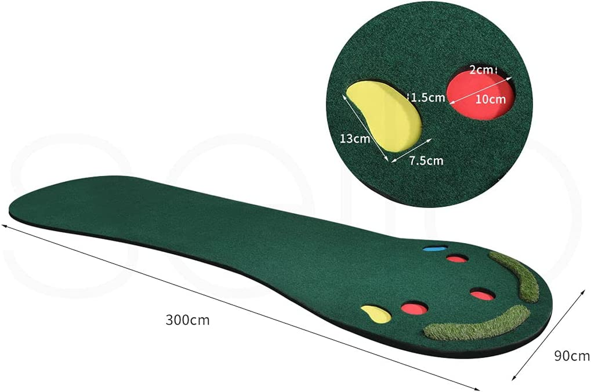 Centra 3M Golf Putting Mat Sets Practice Training Indoor Outdoor Green with 3 Golf Balls 1 Putter, Garden Home Golf Portable Slope Non-Skid Hitting Mats Set for Backyard Driving image number 3