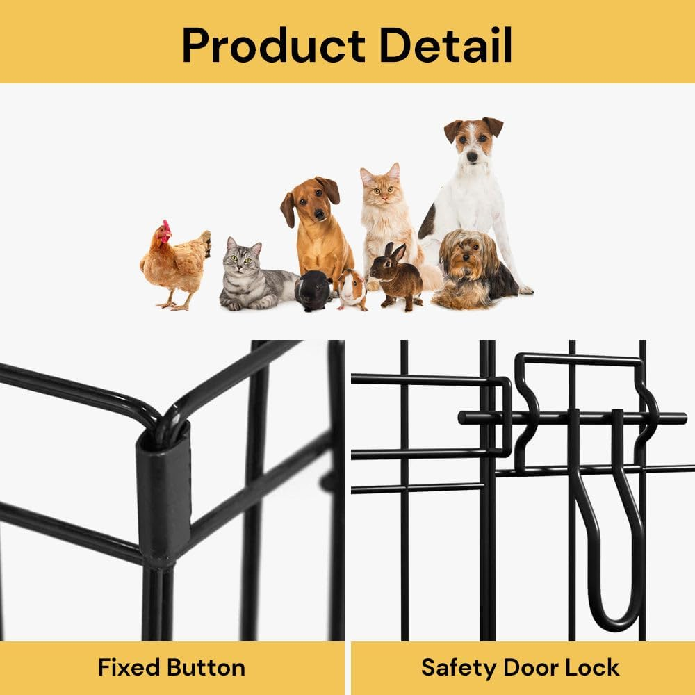 Spendeal 8-Panel Pet Playpen, Black Portable Animal Enclosure for Dogs, Cats, Rabbits, Indoor Outdoor Fence, Foldable Exercise Kennel, Secure Barrier for Puppies, Small Pets, Yard, Camping Use image number 1