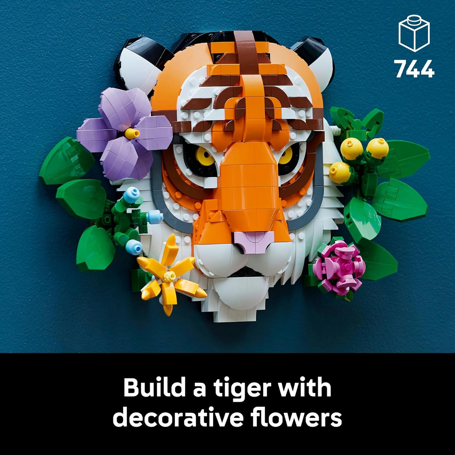 LEGO&reg; Art the Fauna Collection &ndash; Tiger 31217 New Home Housewarming Toys, Office Desk Decor with Decorative Flowers, Building Set for Adults, Buildable Wall Art for Animal and Nature Lovers image number 3