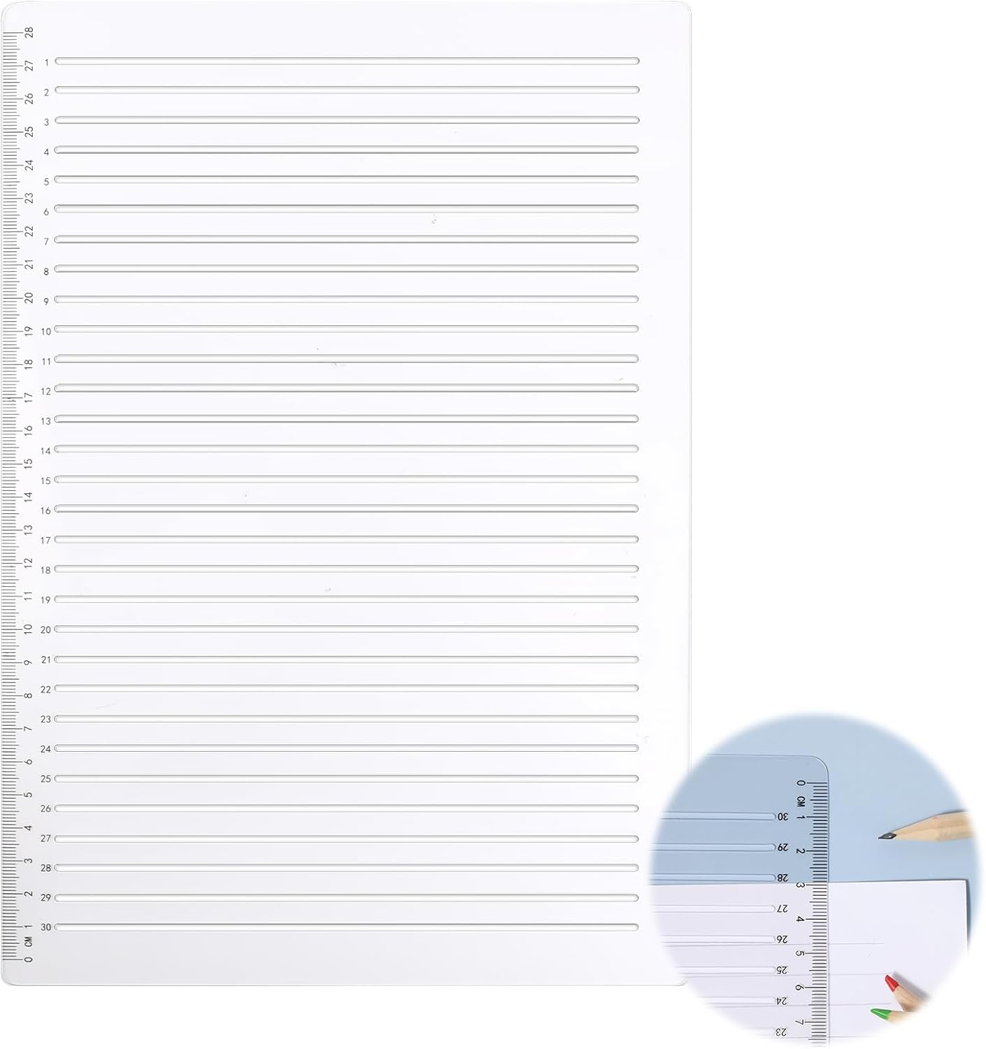 Xinjoduz Plastic Straight Line Stencil Template 11.7"&times; 8.1" Clear Line Spacing Journal Stencils Drawing Calligraphy Stencils Measuring Ruler Template Envelope Supplies for Card Paper Lettering Writing image number 6