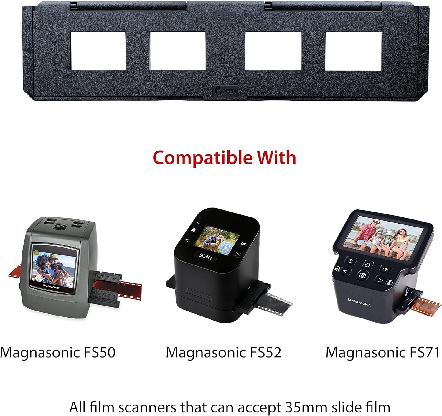 Magnasonic Long Tray Slide Film Holder for 35Mm Compatible Film Scanners, Holds 4 Slides to Speed up Processing Time, Easy to Use, Gently Flattens and Protects Film Edges - Set of 3 (ST01) image number 2