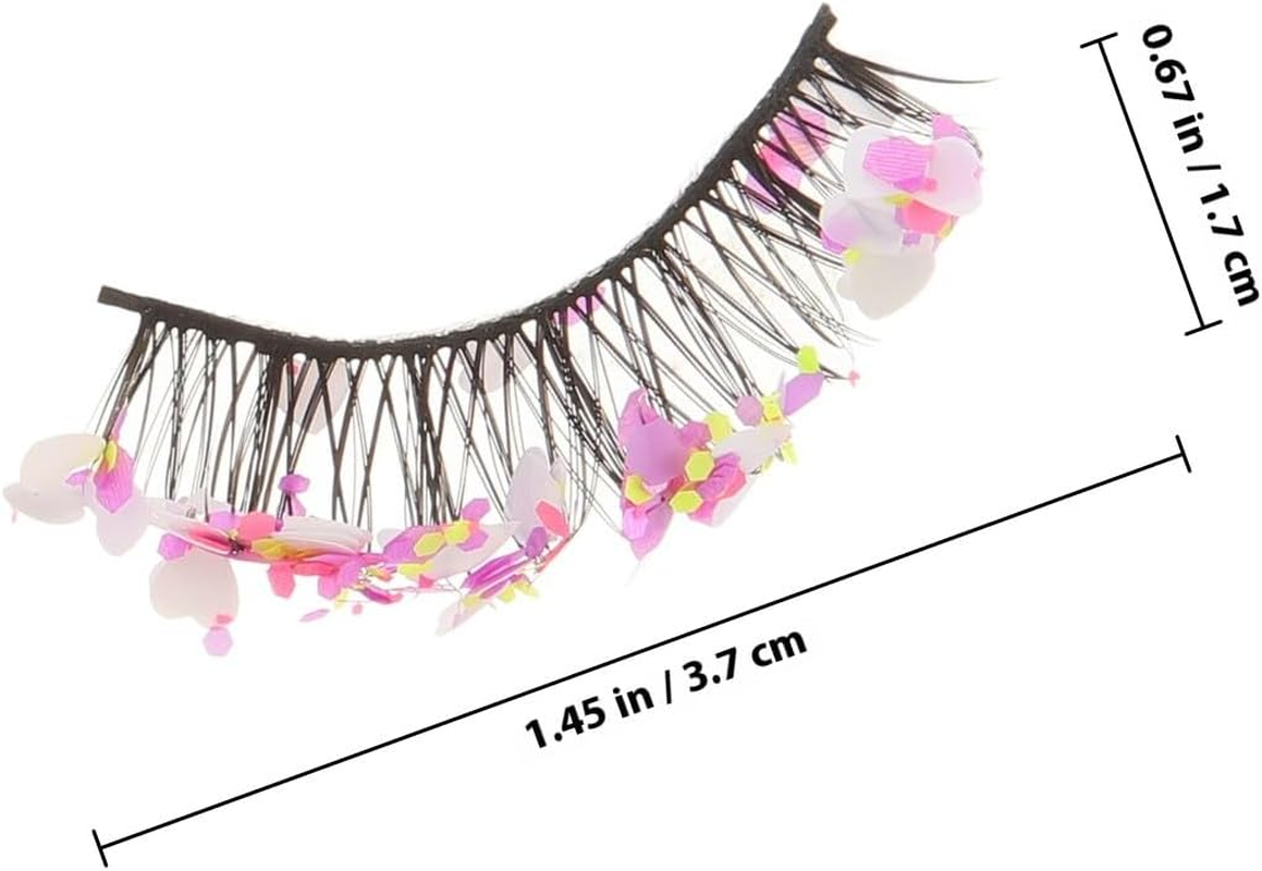 DECOMELODY Colored Glitter False Eyelashes Decorative Lashes with Luminous Stage Makeup for Festival Party Use image number 1