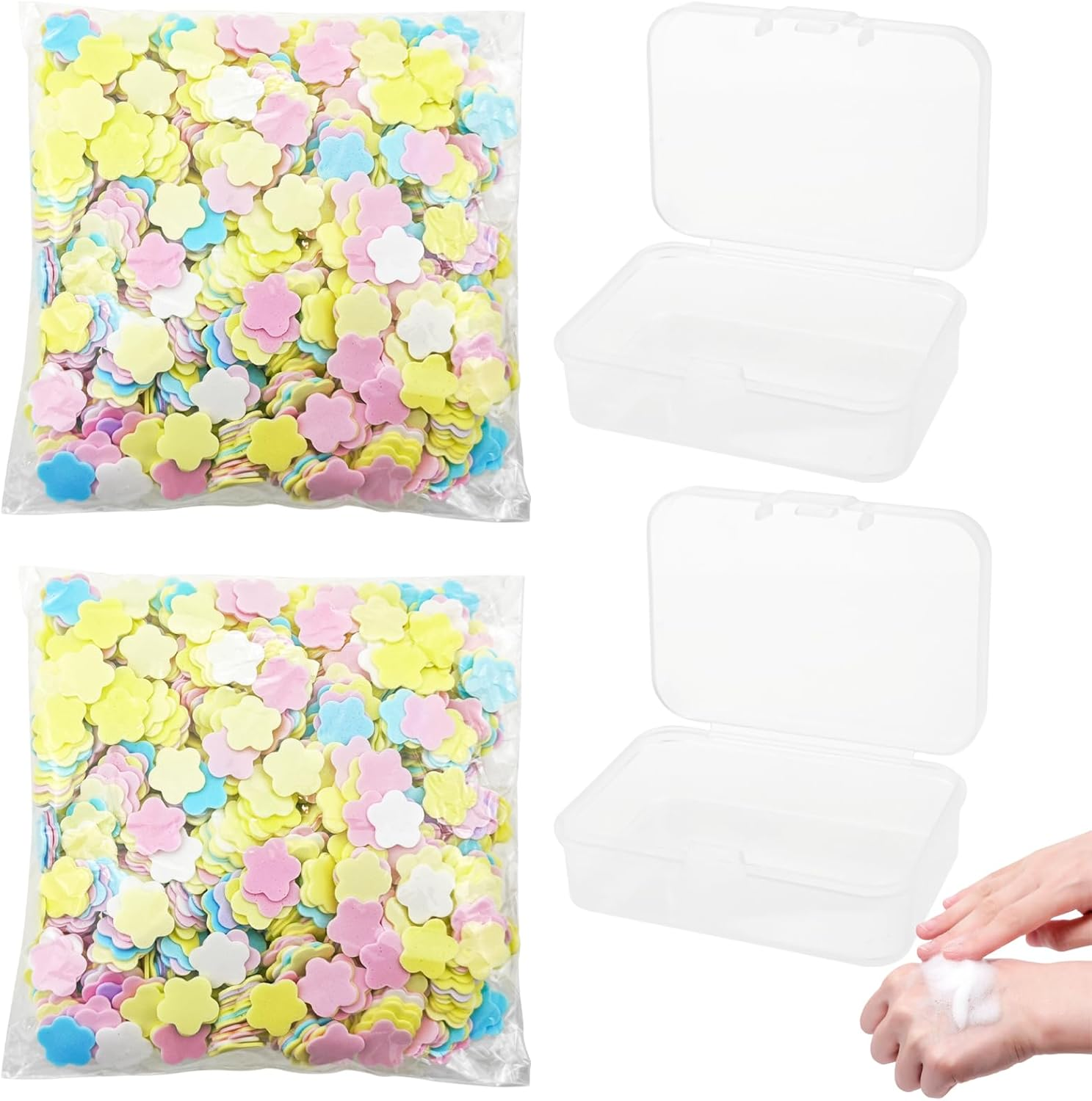 2000 Sheets Portable Disposable Paper Soap, Colorful Disposable Paper Soap, Different Scented Mini Fresh Petal Hand Wash Sheets, Scented Mini Soap Sheets (With 2 Storage Boxes) image number 5