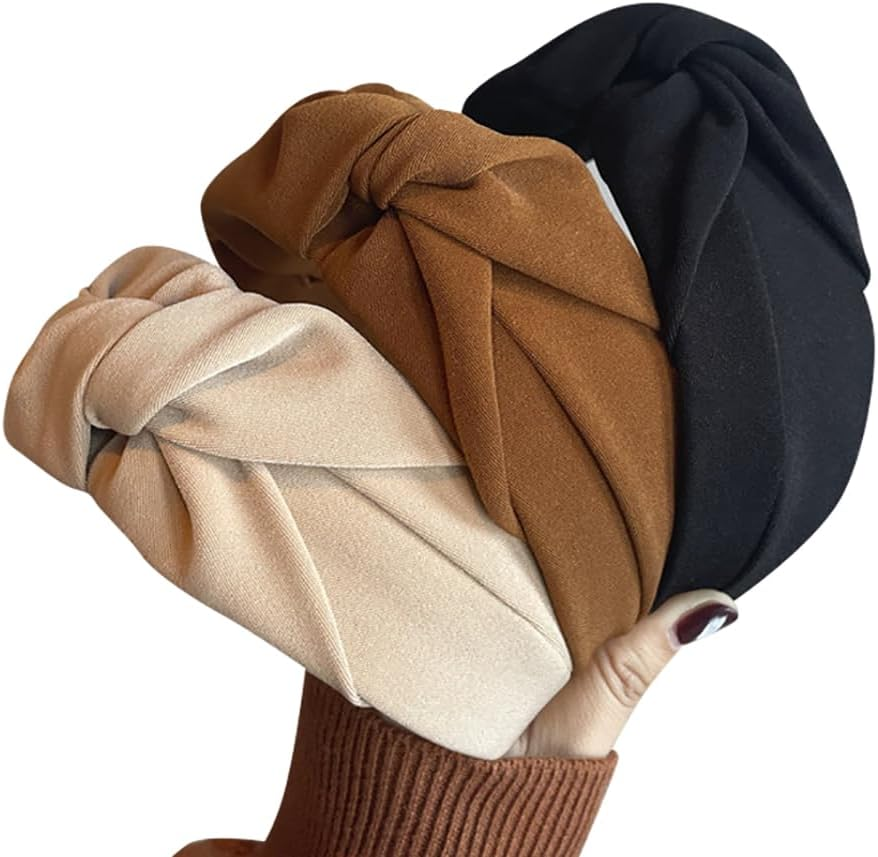 Trendy Knotted Headbands with Wide Knot Headbands, Cross Knot Headbands, Cute Twisted Headbands, Fashion Non-Slip, Decorative Fabric Headband for Women and Girls, Pack of 3 image number 4