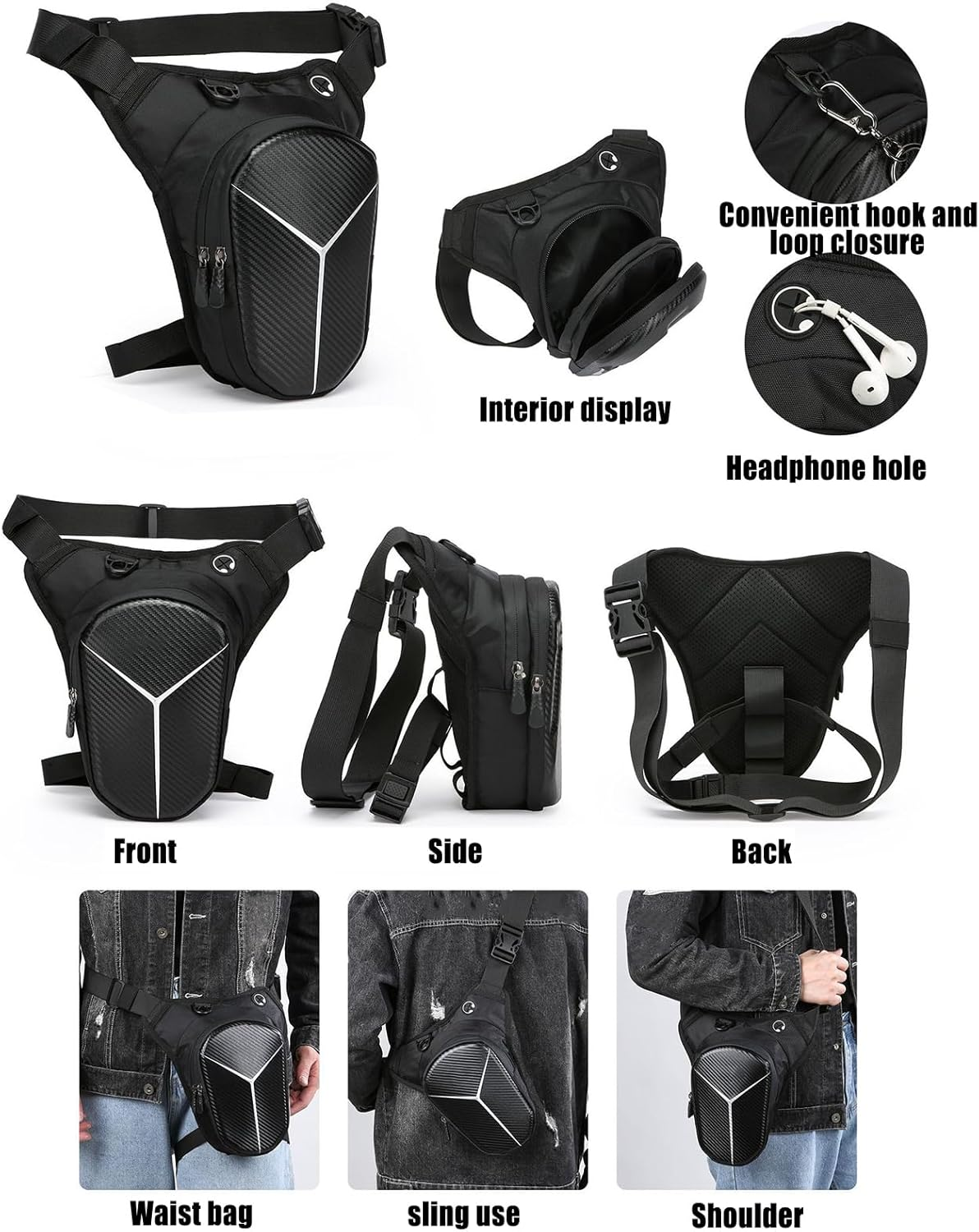 Thigh Bag Motorcycle - Leg Mounted Motorcycle Pouch,Adjustable Waterproof Quick Release Multi Purpose High Capacity Pouch for Riding Adventure Commuting Touring Camping image number 6