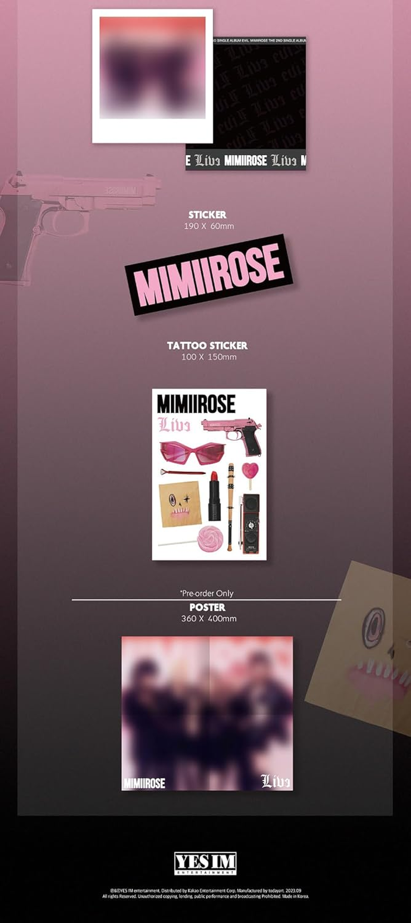 Mimiirose Live 2Nd Single Album Cd+48P Photobook+1P Lyrics Poster on Pack+1P Photocard+1P Lenticular Photocard+1P Polaroid Postcard+1Ea Sticker+1Ea Tattoo Sticker+Tracking Sealed image number 3