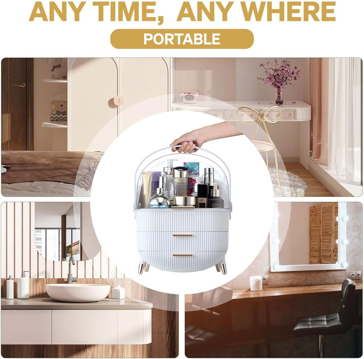 Maxkon Makeup Organizer Drawer Storage Drawer Case, Portable Jewellery Box Stand Brush Holder for Cosmetic Lipstick Skincare Display