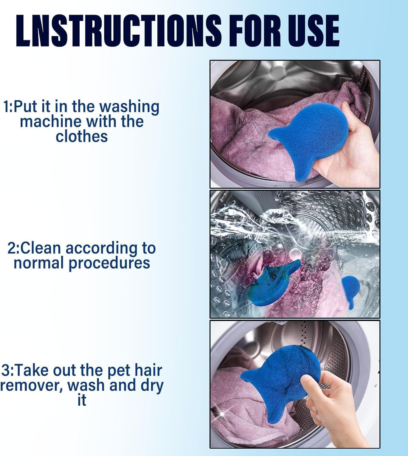 Washing Machine Pet Hair Remover-8 Pcs,Reusable Laundry Pet Hair Catcher Lint Balls Remover, Cat & Dog Hair Remover, Clothing & Household Cleaning,Washing Dryer Balls for Clothing (Deep Blue) image number 1