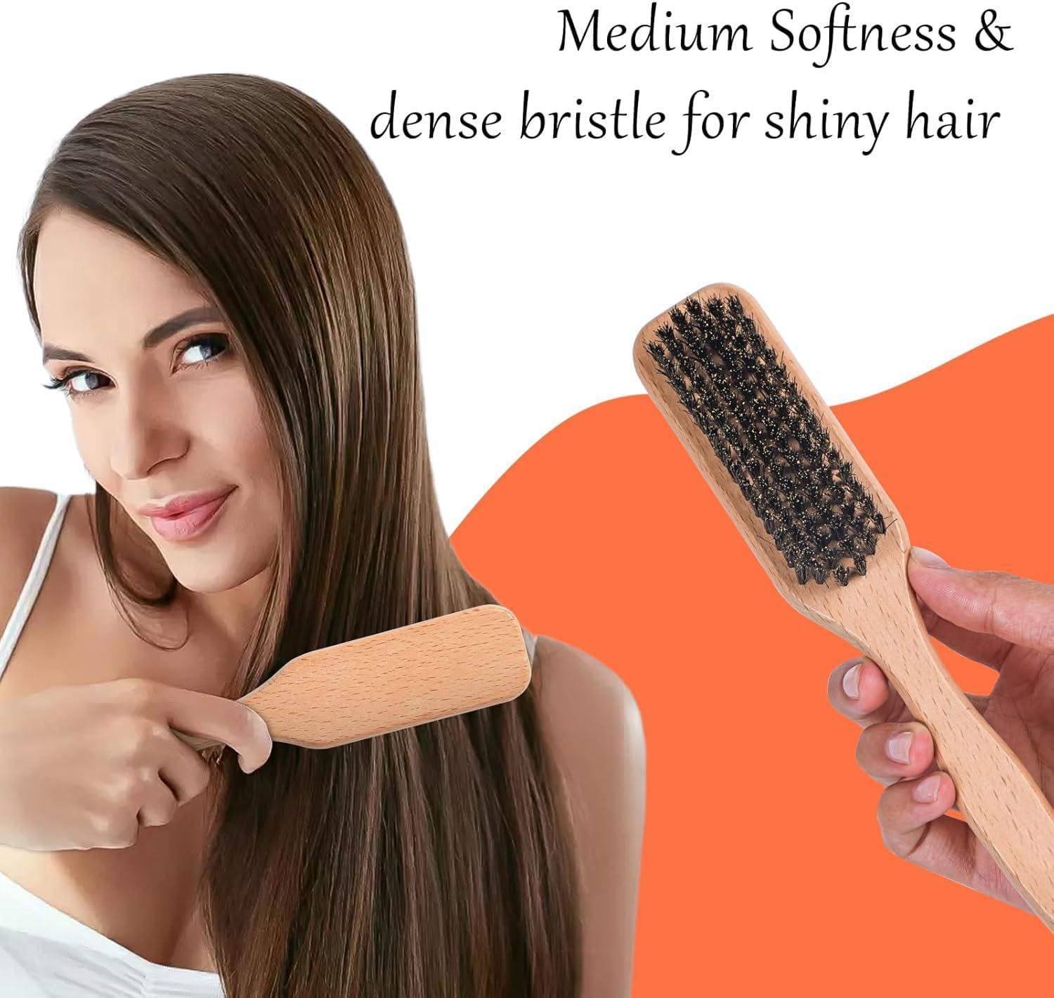 Slick Back Hair Brush for Smoothing Ponytail, Boar Bristle Hair Brush Set &ndash; Edge Control Brush, Wooden Rat Tail Comb & Teasing Brush for Men & Women, Ideal for Sleek Styles, Wax Stick Application & Hair Parting image number 4