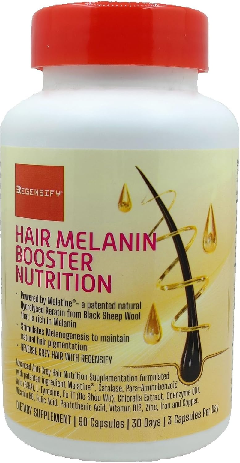 REGENSIFY Hair Melanin Booster Nutrition [Anti Grey Hair Supplement for Men & Women | Melatine&reg;, Catalase, PABA, L-Tyrosine, He Shou Wu, Chlorella Extract, Coq10, Folic Acid, Pantothenic Acid] image number 2
