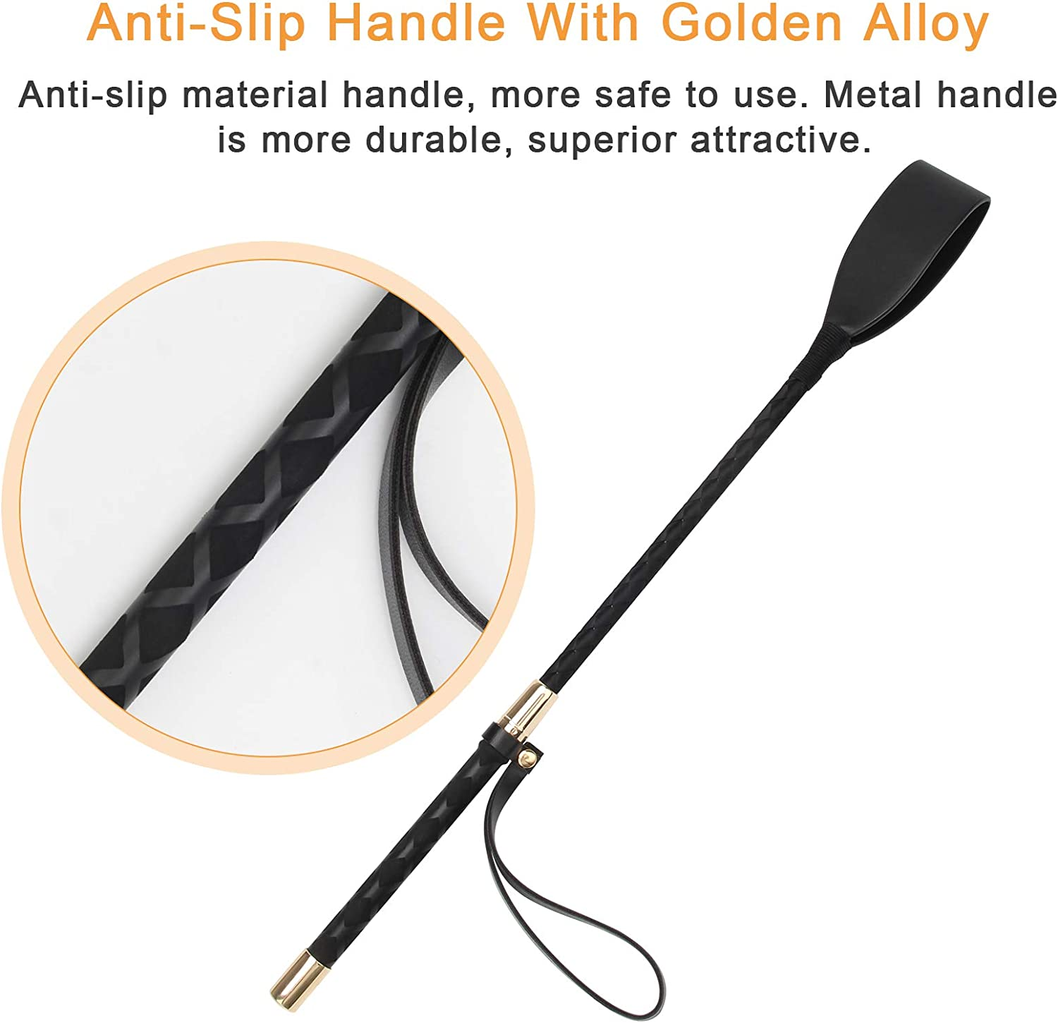 Coolrunner Riding Crop for Horse, 18 Inch Horse Whip with PU Leather Equestrianism Horse Crop Double Slapper Horse Whip Black Crops for Horses image number 2