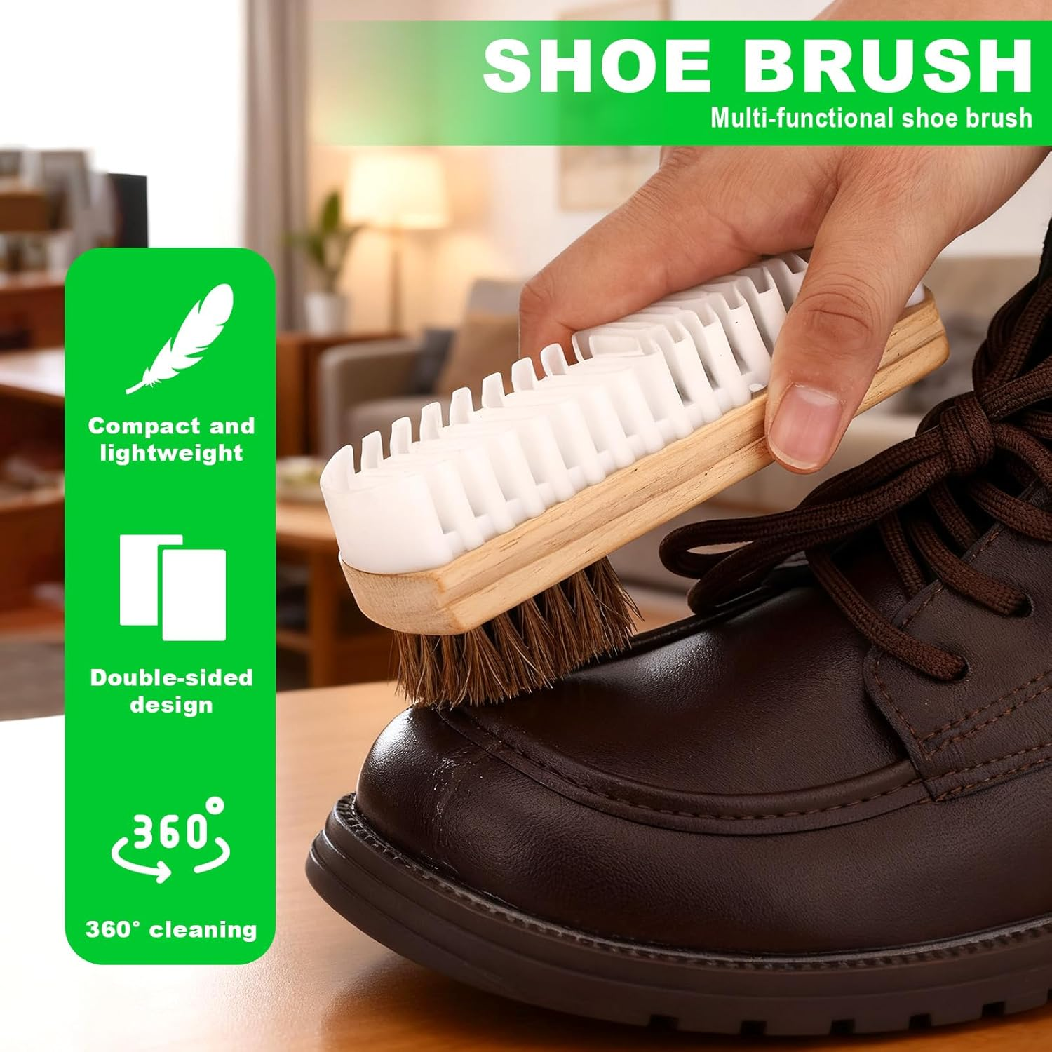 2-In-1 Suede Shoe Brush with Eraser, Wooden Handle Suede & Nubuck Cleaning Brush for Shoes Bags Jackets image number 3