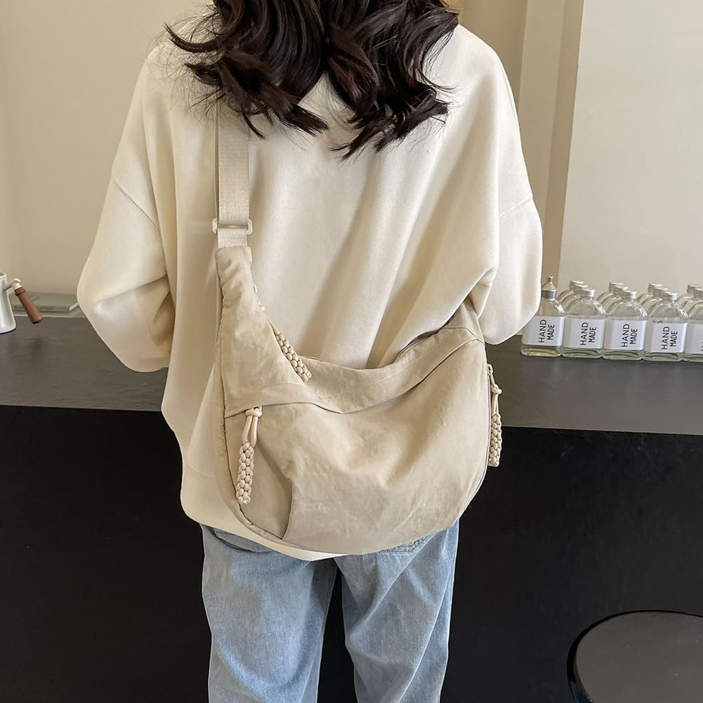 Crescent Crossbody Bags for Women Hobo Bag Luna Bag Dumpling Bag Nylon Multi-Pocket Sling Bag Moon Shoulder Bag - Black image number 7