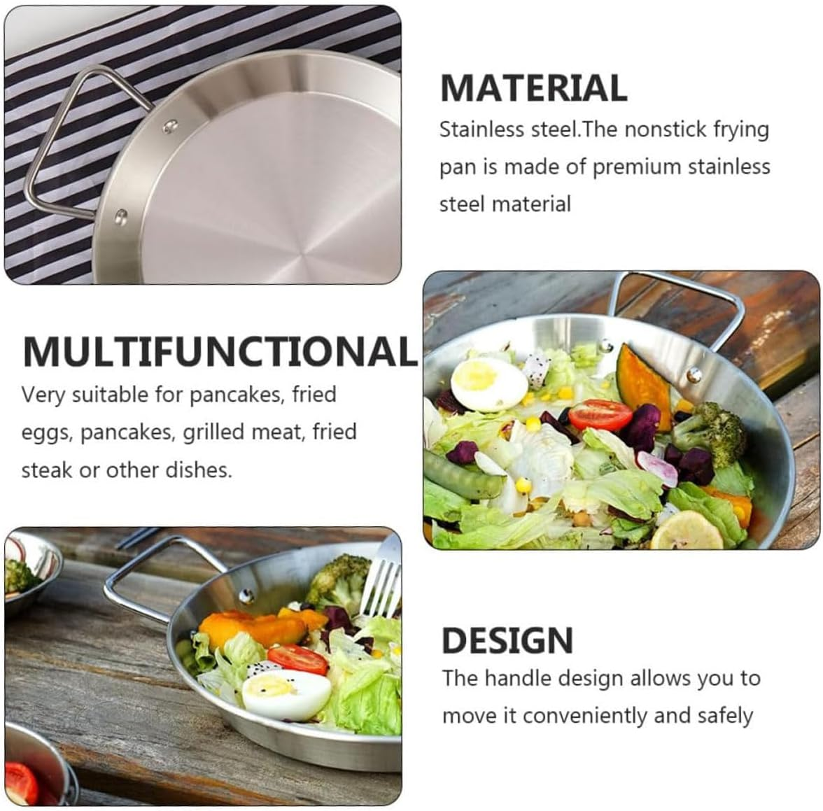 AIMALL Stainless Steel Korean Seafood Plate 10.6In / 27Cm &ndash; Nonstick Frying Pan with Handles, Crayfish Griddle, Dry Pot Pan for Fried Chicken & Snacks image number 5