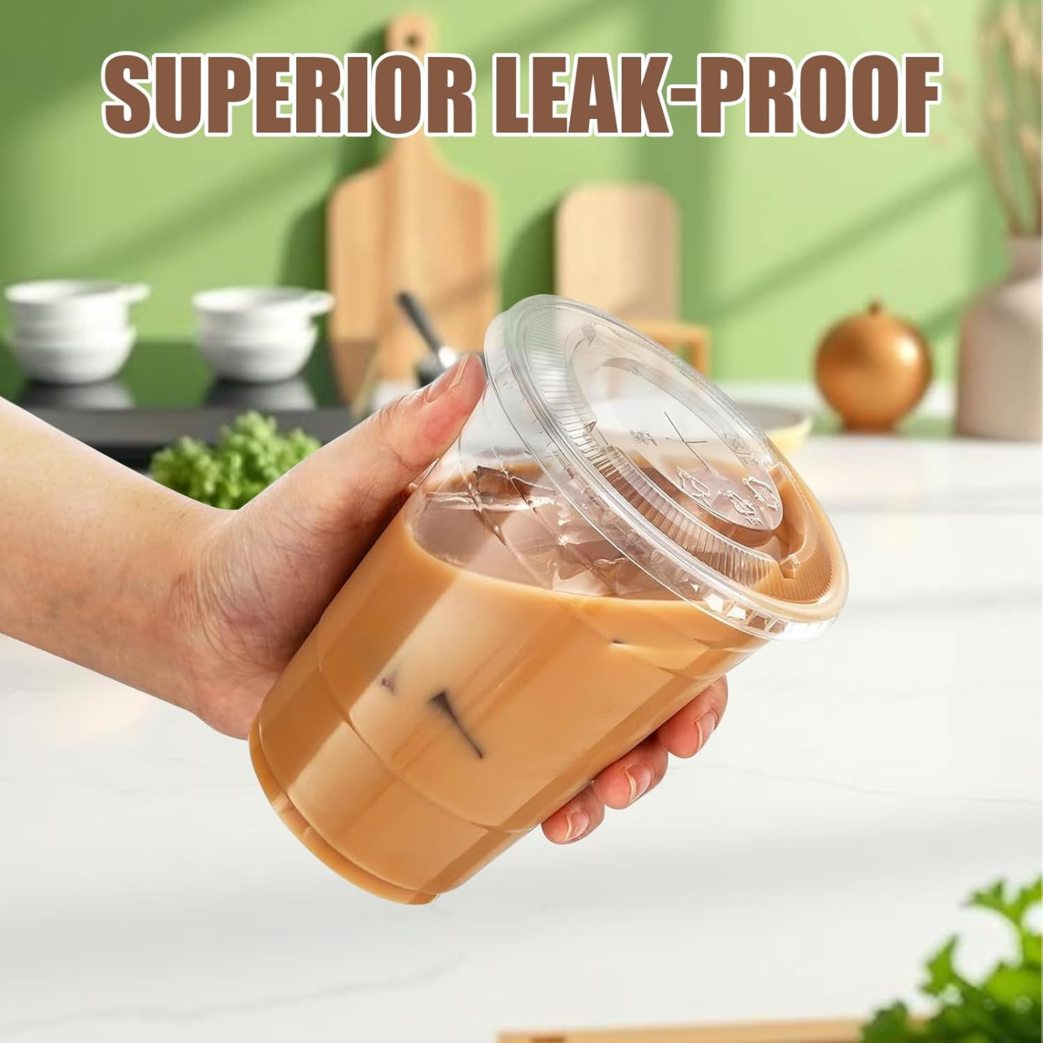 100 Pack 16 Oz Reusable Plastic Cups with Lids and Straws, Reusable Clear Party Coffees Cups for Wedding Party, Cold Beverages, Iced Coffee, Smoothies, and Leak-Proof, Durable, Bpa-Free image number 3