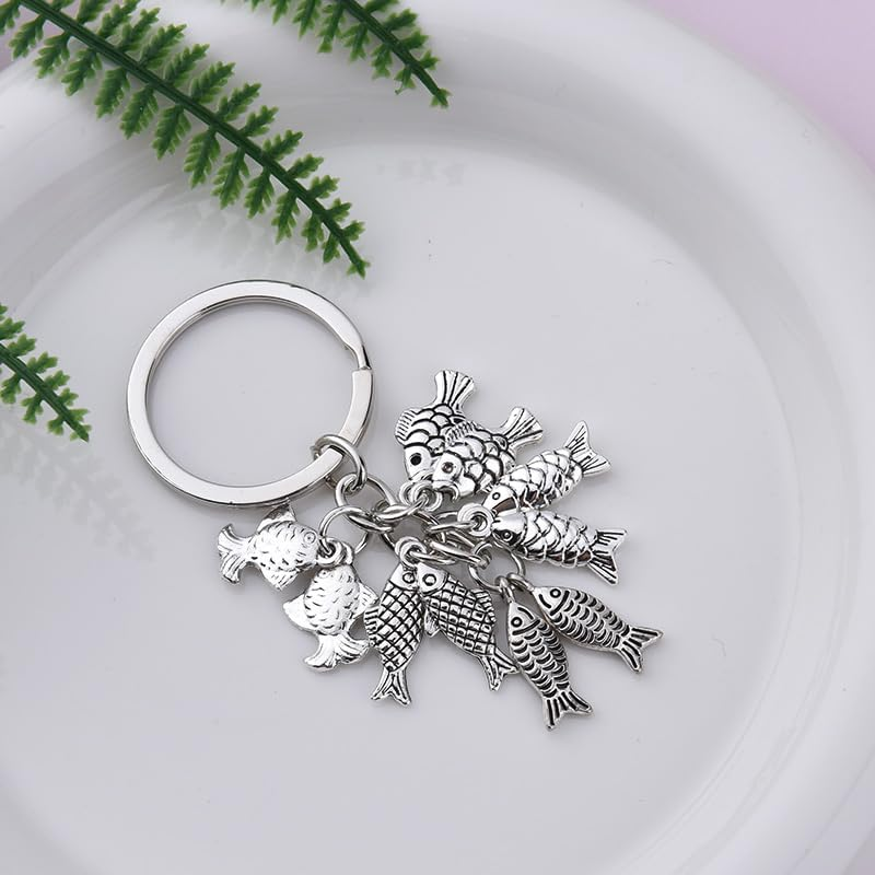 Vintage Fish Keychain for Husband Boyfriend Novelty Fishing Gifts for Son Nephew Fisherman Birthday Presents for Grandpa Dad Fishing Retirement Gifts for Men Elderly Uncle Fish Lover Fisherman Keyring image number 1