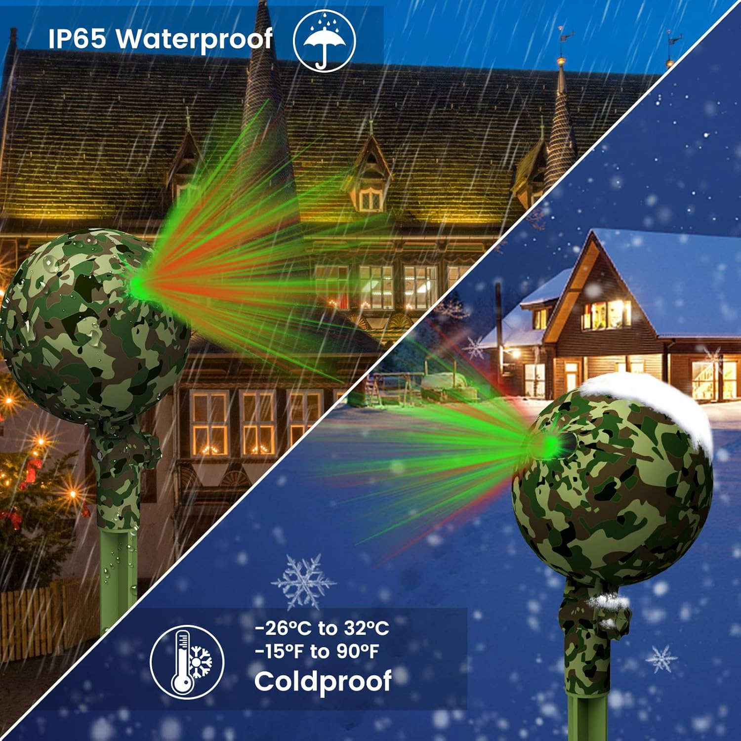 Christmas Lights Projector Outdoor, Laser Light Projection outside LED Projectors Spotlight Show Waterproof Christmas Decorations Lighting for Xmas Holiday with Timer Remote image number 5