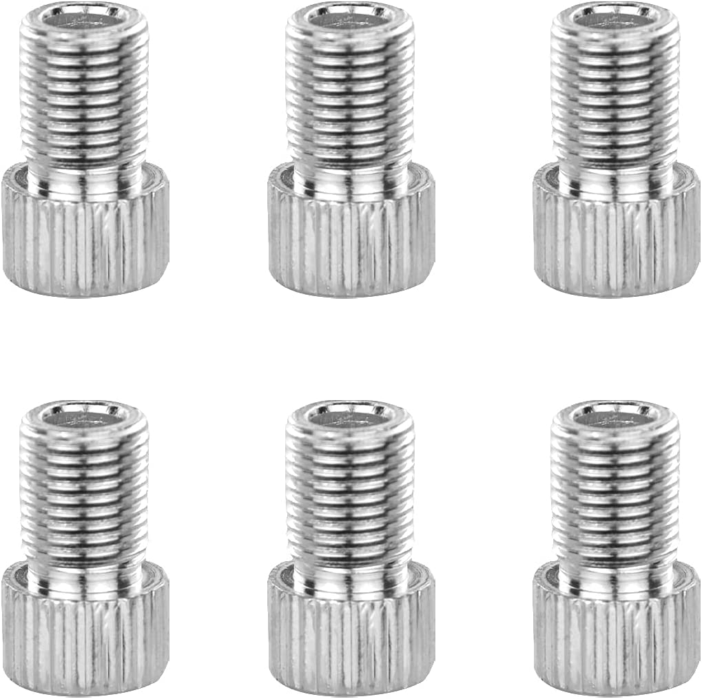 BOROLA 6PCS Bike Presta Valve Adapter Adaptor,Presta to Schrader Converter-Bike Pump Tire French/Uk to US - Inflate Caps(Silver)