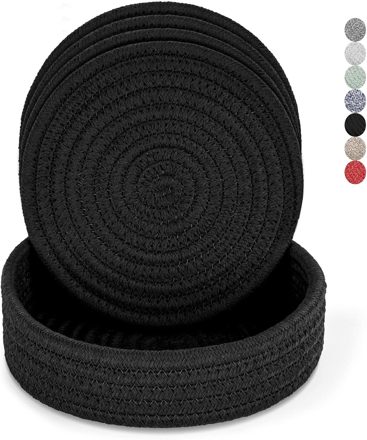 Trivets for Hot Dishes, Trivets for Hot Pots and Pans, Heat Resistant Hot Pads with Storage Basket, Pot Holders for Kitchen, Home Essentials, Farmhouse Decor (Khaki 4 PCS)