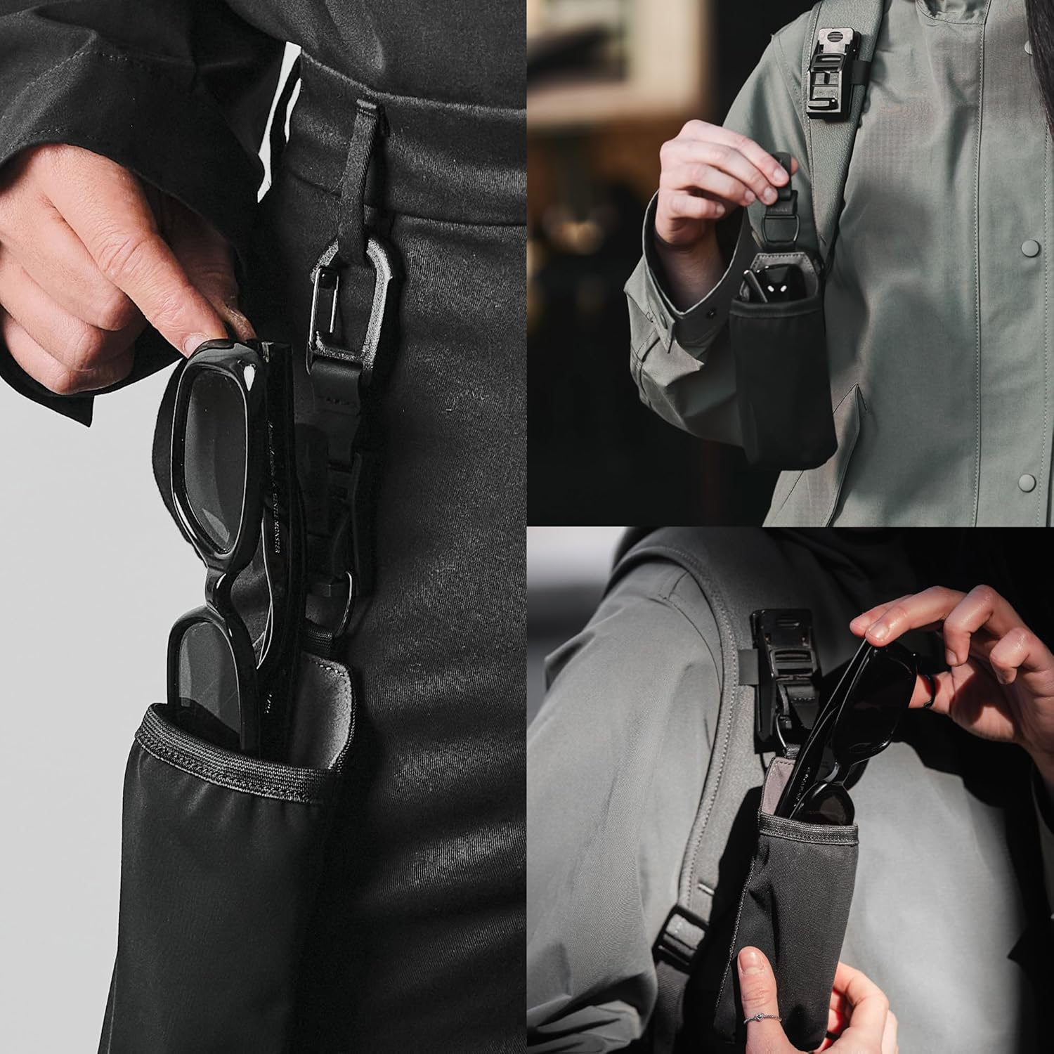 ALPAKA HUB Sunglasses Pouch - Microfibre Lined Stretch Holder with anti Scratch Nylon 840D Weatherproof Fabric Travel Glasses Small Organizer Men & Women - HUB Clip Attaches Backpack Strap image number 4