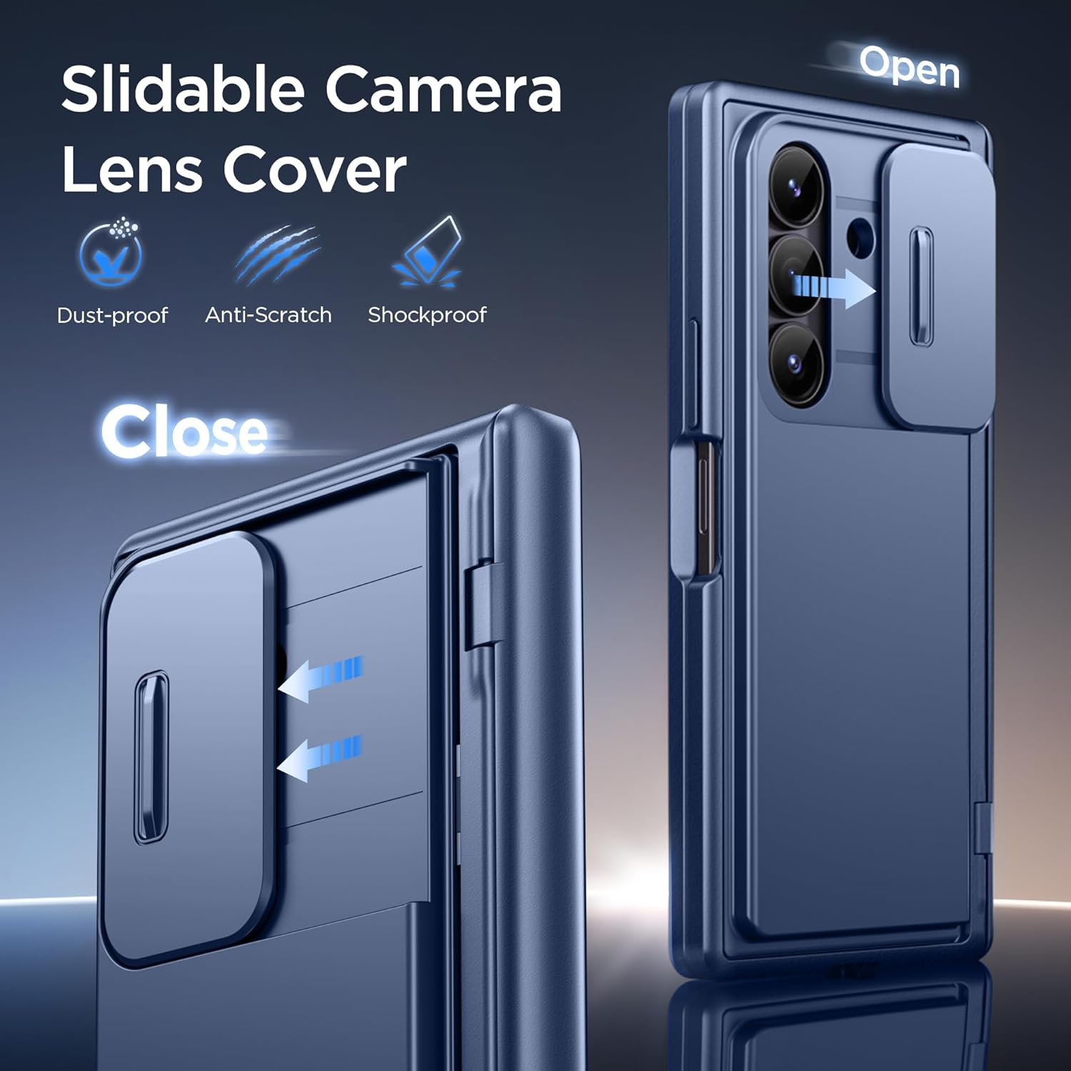 TONGATE Wallet for Z Fold 7 Case with Privacy Screen Protector, [4-Card Holder][Anti Spy] Built-In Large Stand & Slide Camera Cover Z7 Shockproof Phone Case for Samsung Galaxy Z Fold 7 2025 8", Blue image number 4