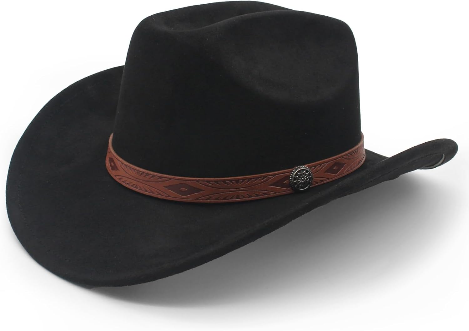 LIDHAY Cowboy Hat for Women Men Wide Brim Cowboy Cowgirl Hats Western Suede Cattleman Cowboy Hats