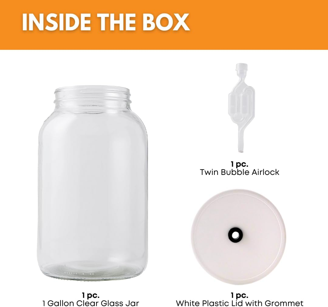 Fastrack 4X-QAD4-R06S One Gal Wide Mouth Jar with Lid and Twin Bubble Airlock, Clear image number 5