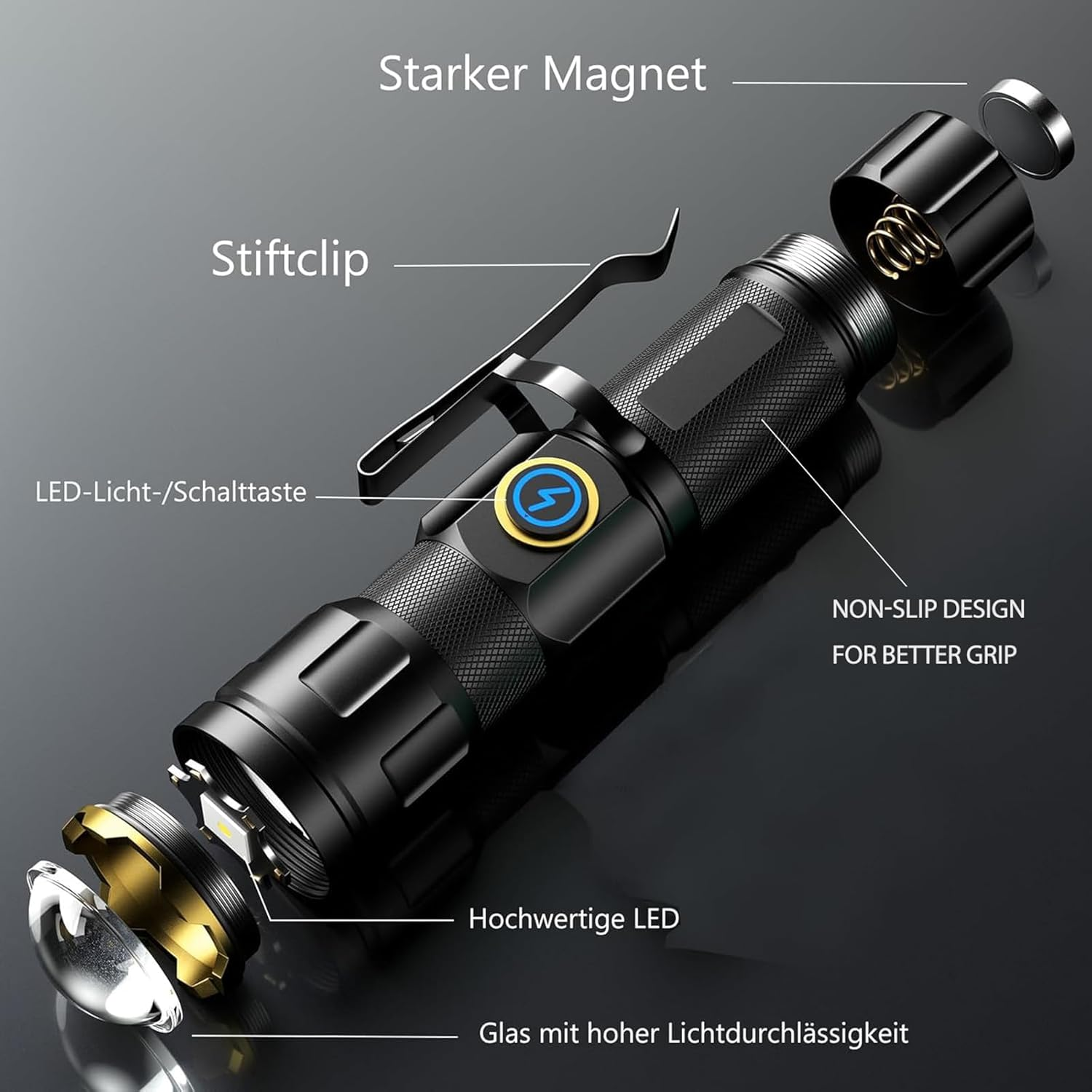 Skylla LED Torch Rechargeable, [2 Pack] Super Bright with Adjustable Focus, 5 Modes, 26-Hour Runtime, Waterproof, Compact Flashlight for Emergencies, Power Outages, Walking, Camping - Green image number 6