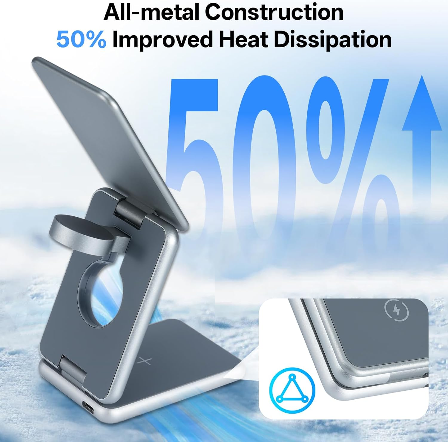 Foldable 3-In-1 Inductive Charging Station, Mobile Phone Charging Station for Phone and Apple Watch, Inductive Wireless Charging Station, 15 W Wireless Charger for Phone 8-14, for Apple Watch S1-S8/SE image number 5