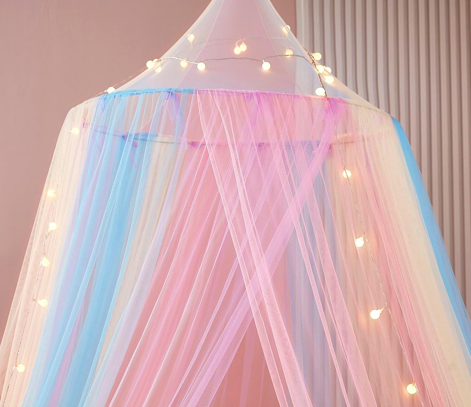 Rainbow Bed Canopy for Girls, Bed Canopy with Lights Canopy for Girls Room Bed Mosquito Netting for Twin Single Full Queen King Size Bed Room Decor for Girls image number 5